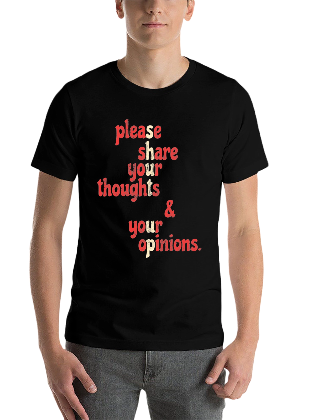 Black Share Your Thoughts Graphic Tee - Black view 7