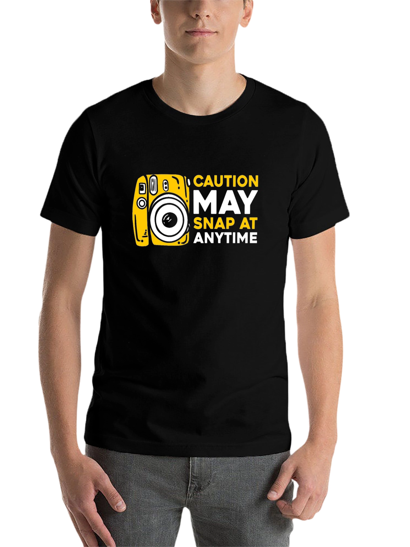 Black Caution May Snap At Anytime T-Shirt view 7