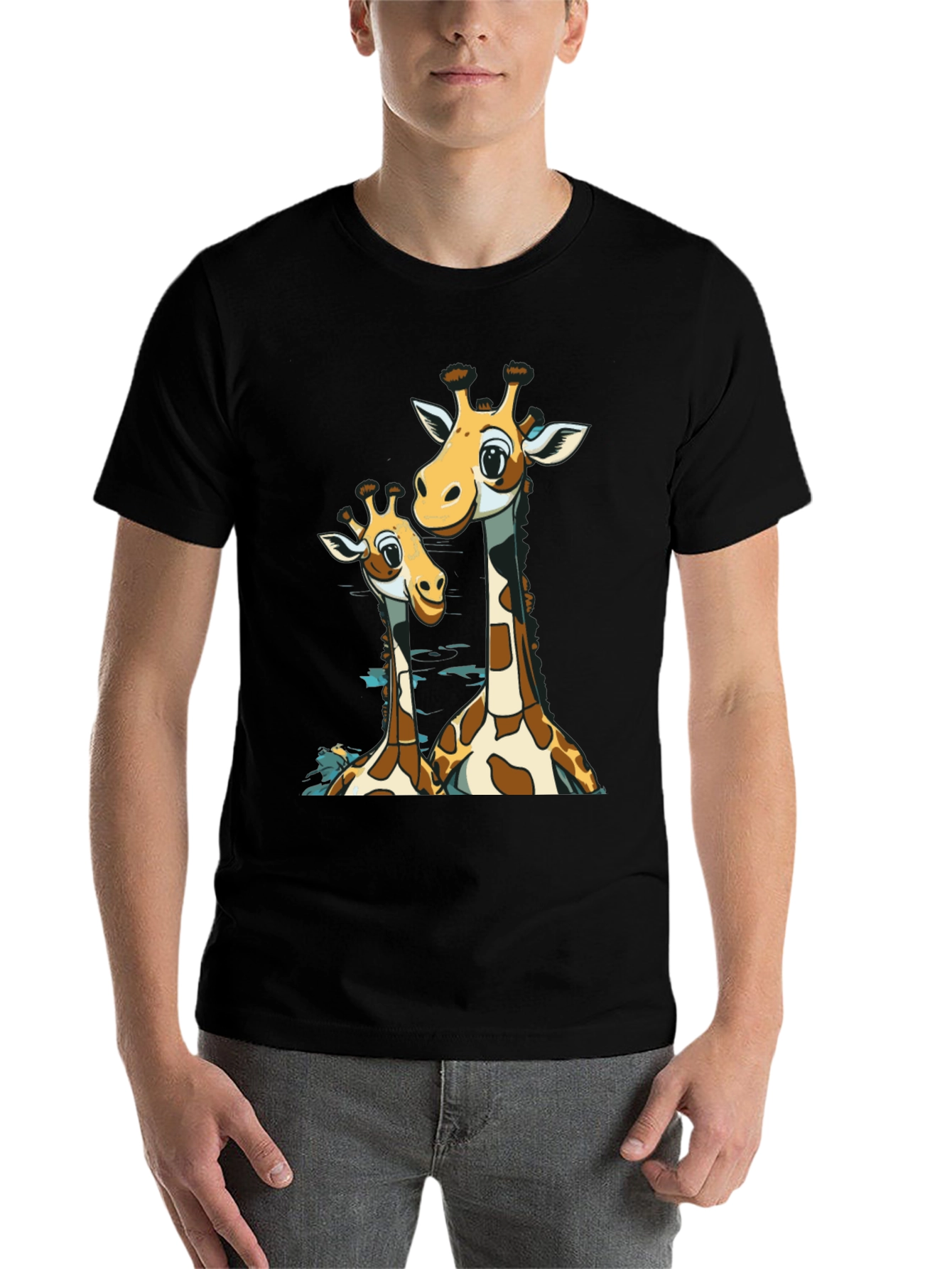 Black Giraffe Lover Black T-Shirt view 7