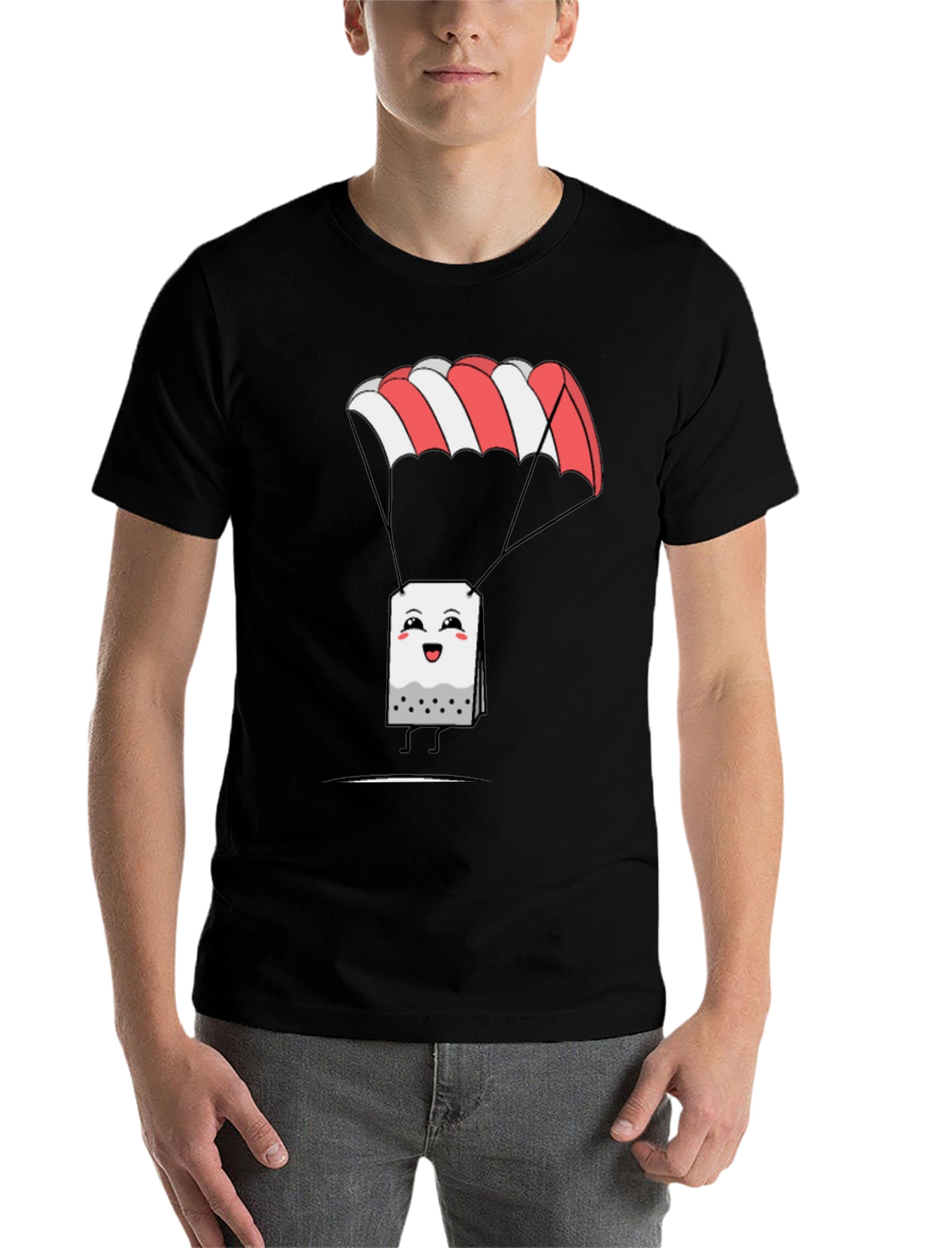 Black Parachute Tea Bag Graphic T-Shirt view 7