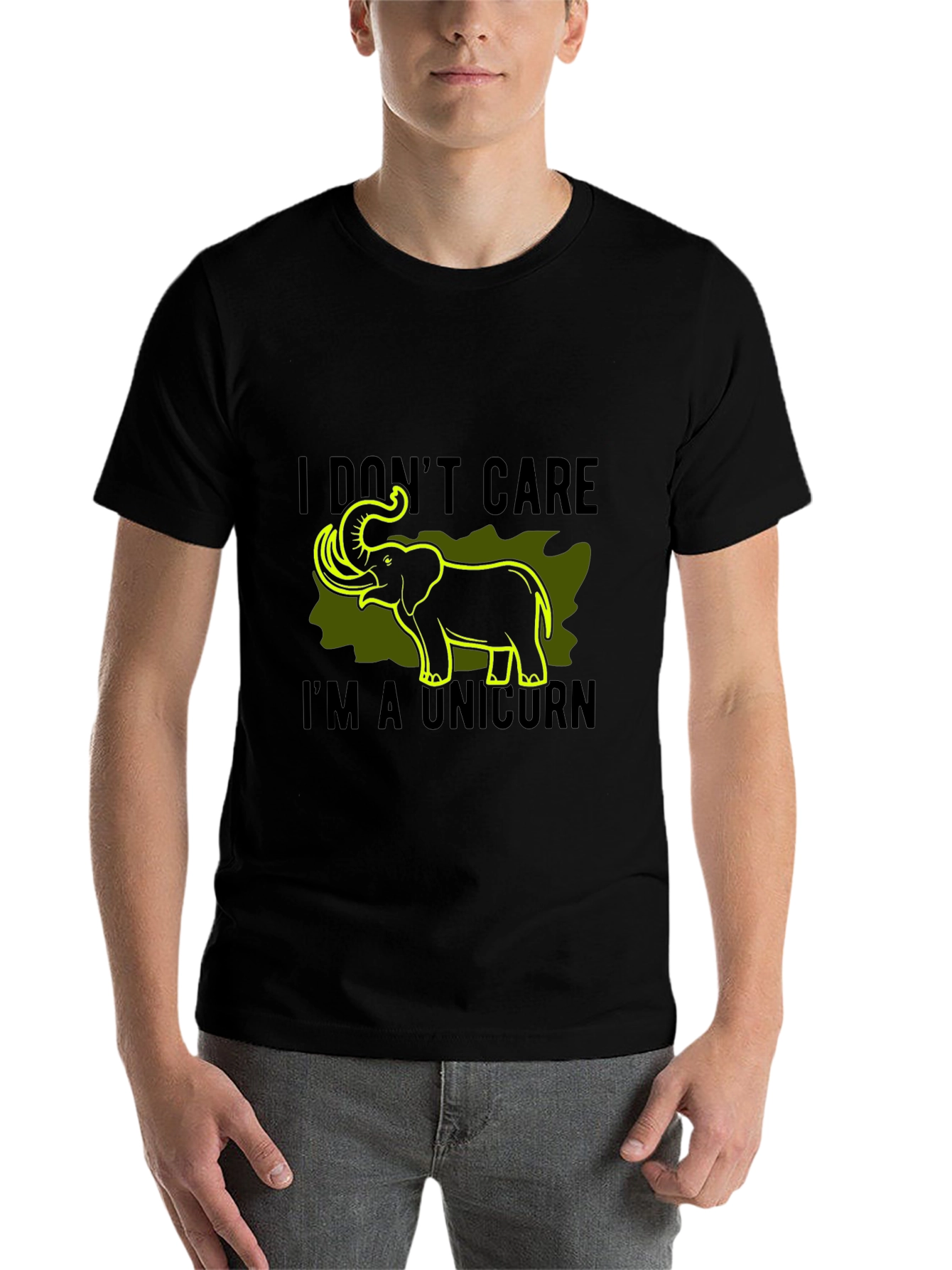 Black Funny I Don't Care I'm A Unicorn Elephant Graphic Tee view 7