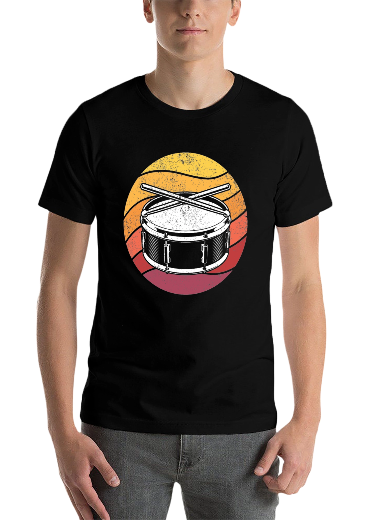 Black Drum Kit Sunset Graphic T-Shirt view 7