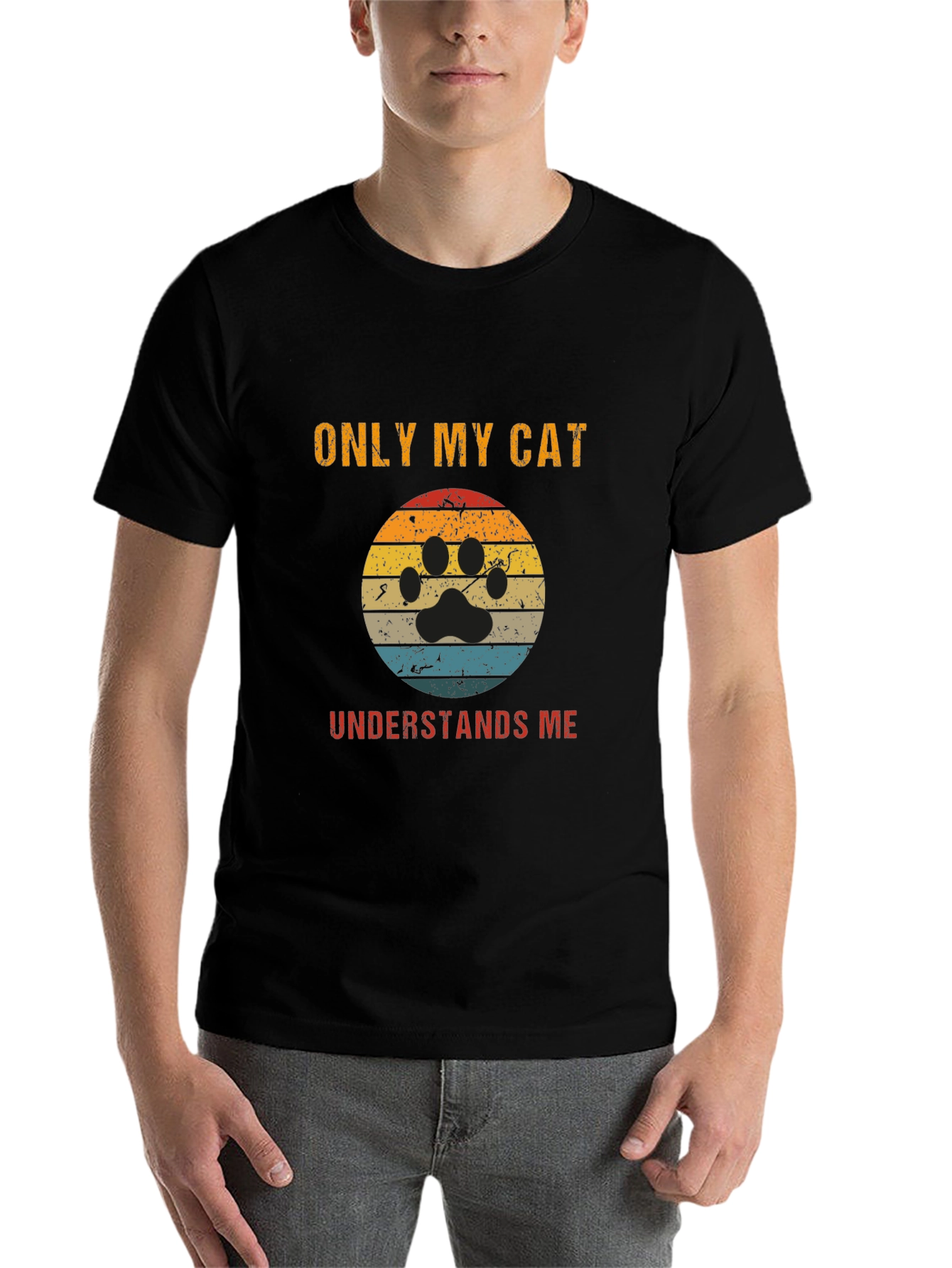 Black Only My Cat Understands Me T-Shirt view 7