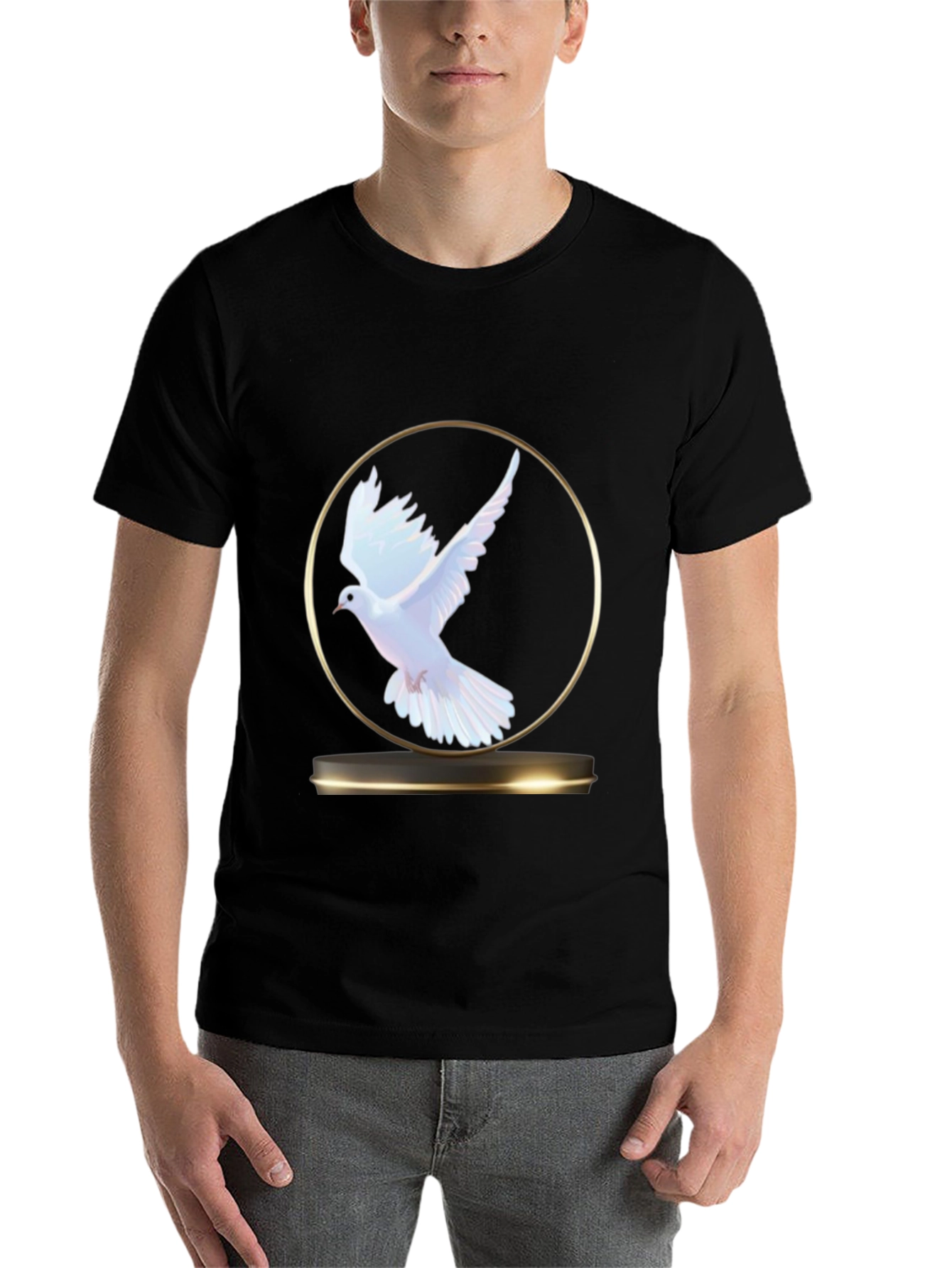 Dove Graphic T-Shirt - Black Casual Tee - 7