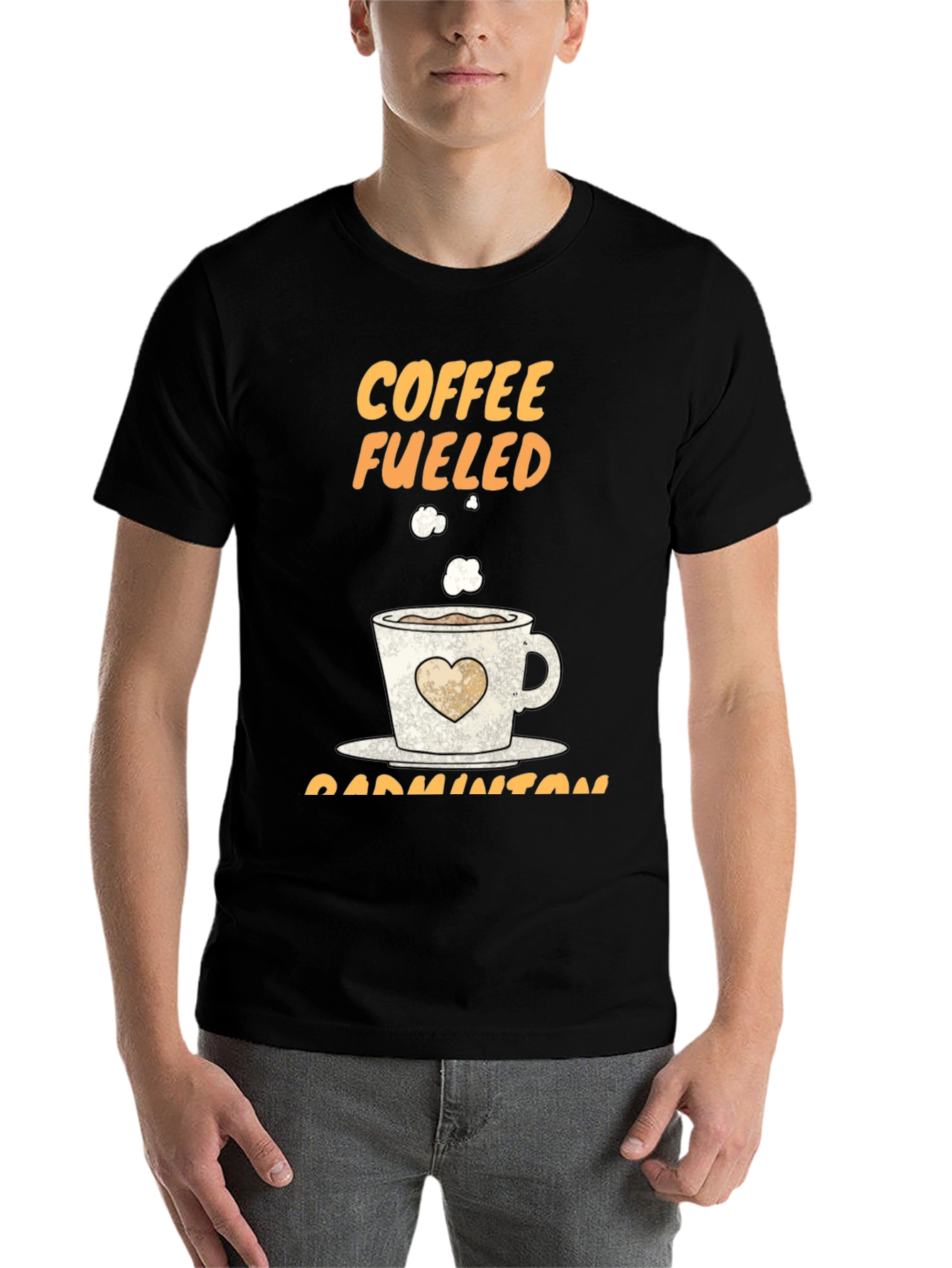 Black Coffee Fueled Badminton T-Shirt view 7
