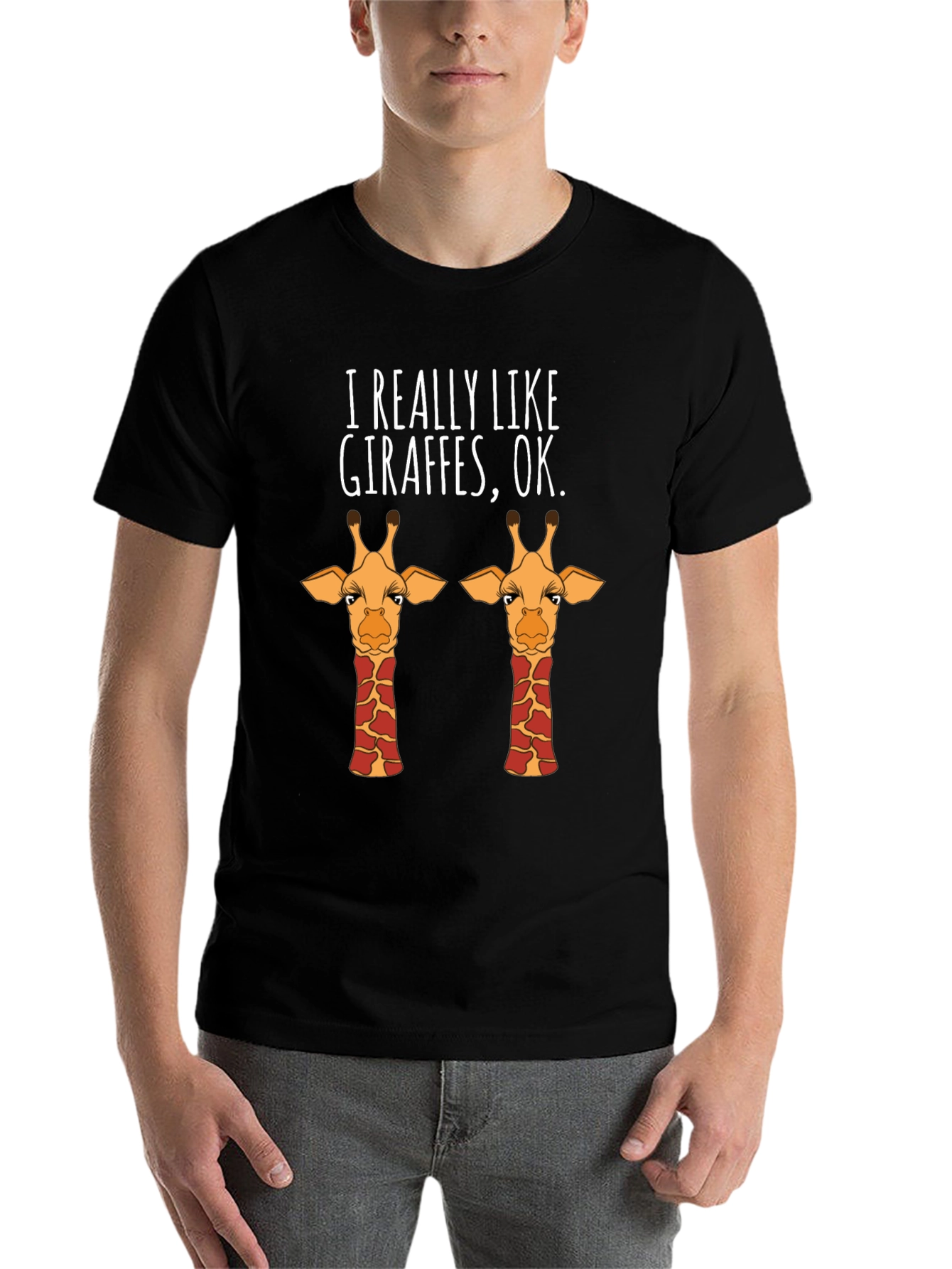 Black I Really Like Giraffes T-Shirt view 7