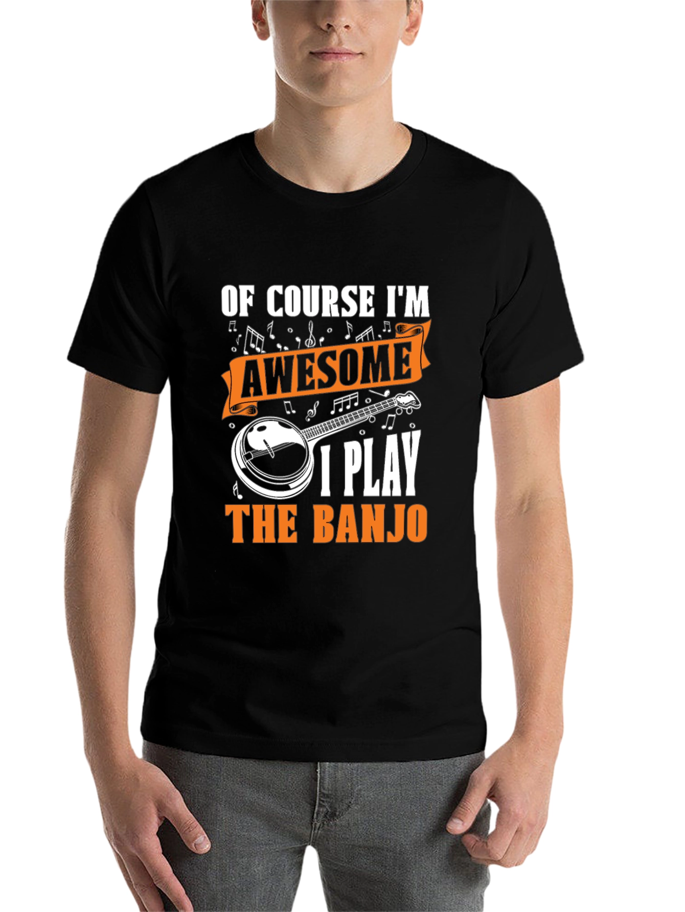 Black Awesome Banjo Player T-Shirt view 7