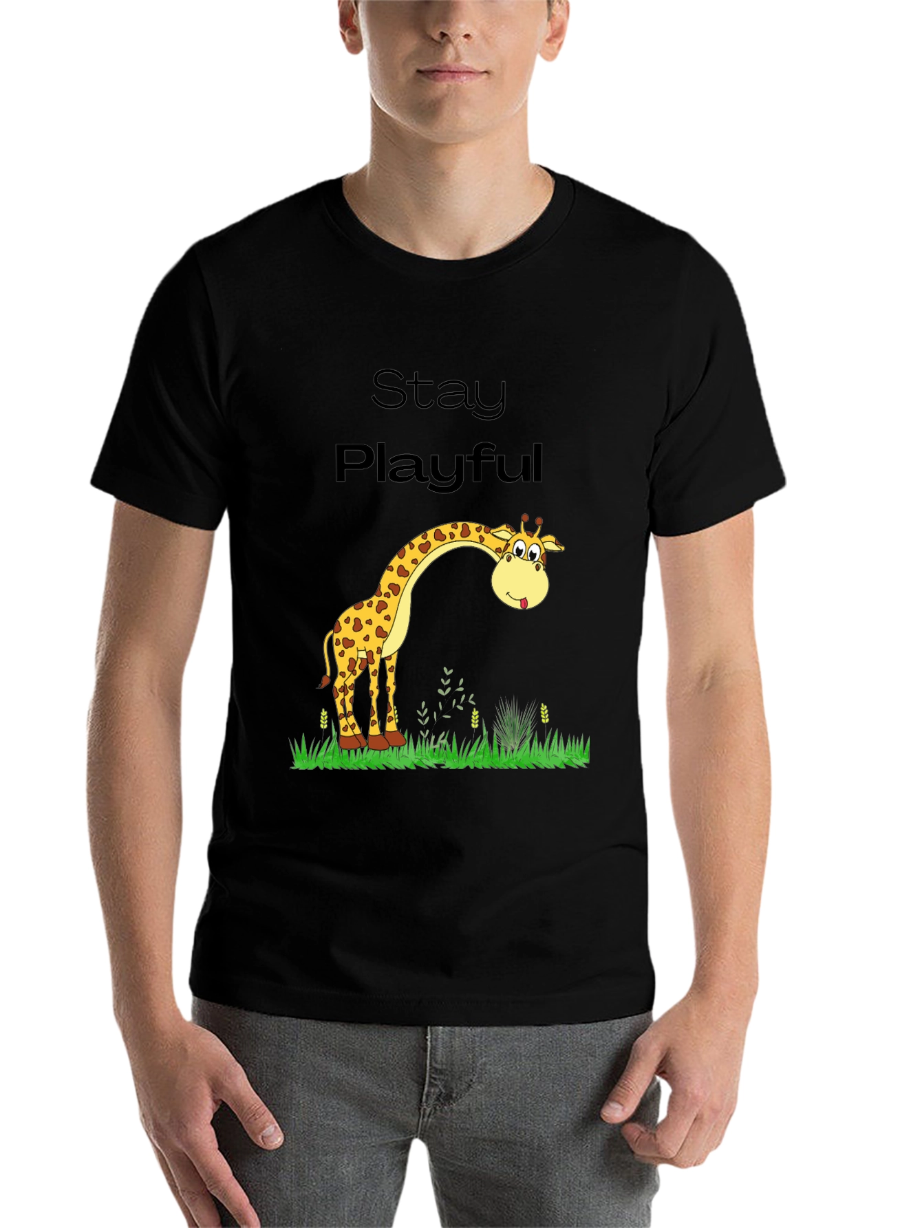 Black Stay Playful Giraffe Graphic Tee view 7