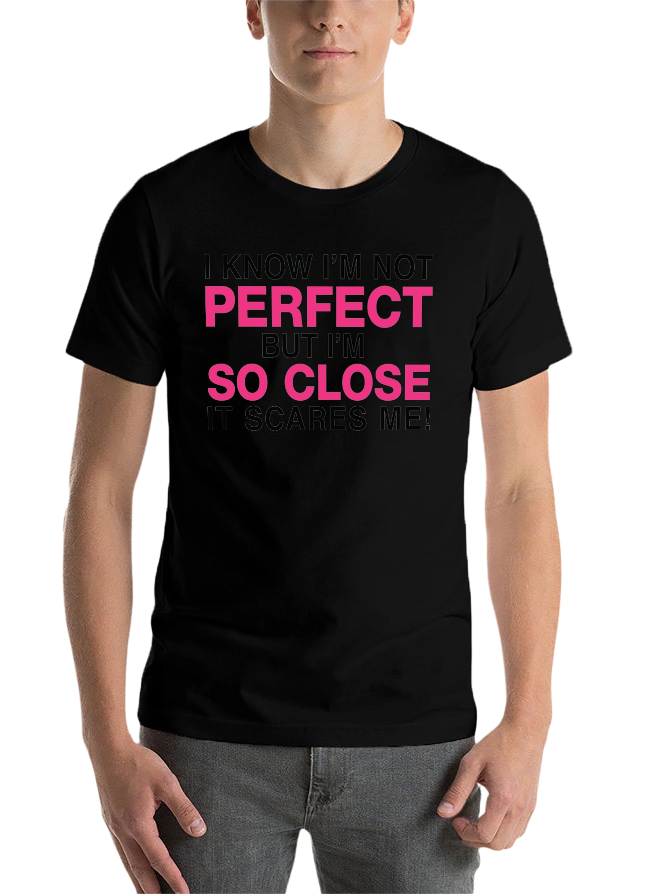 Black Funny "So Close" Graphic Tee - Black Cotton T-Shirt view 7