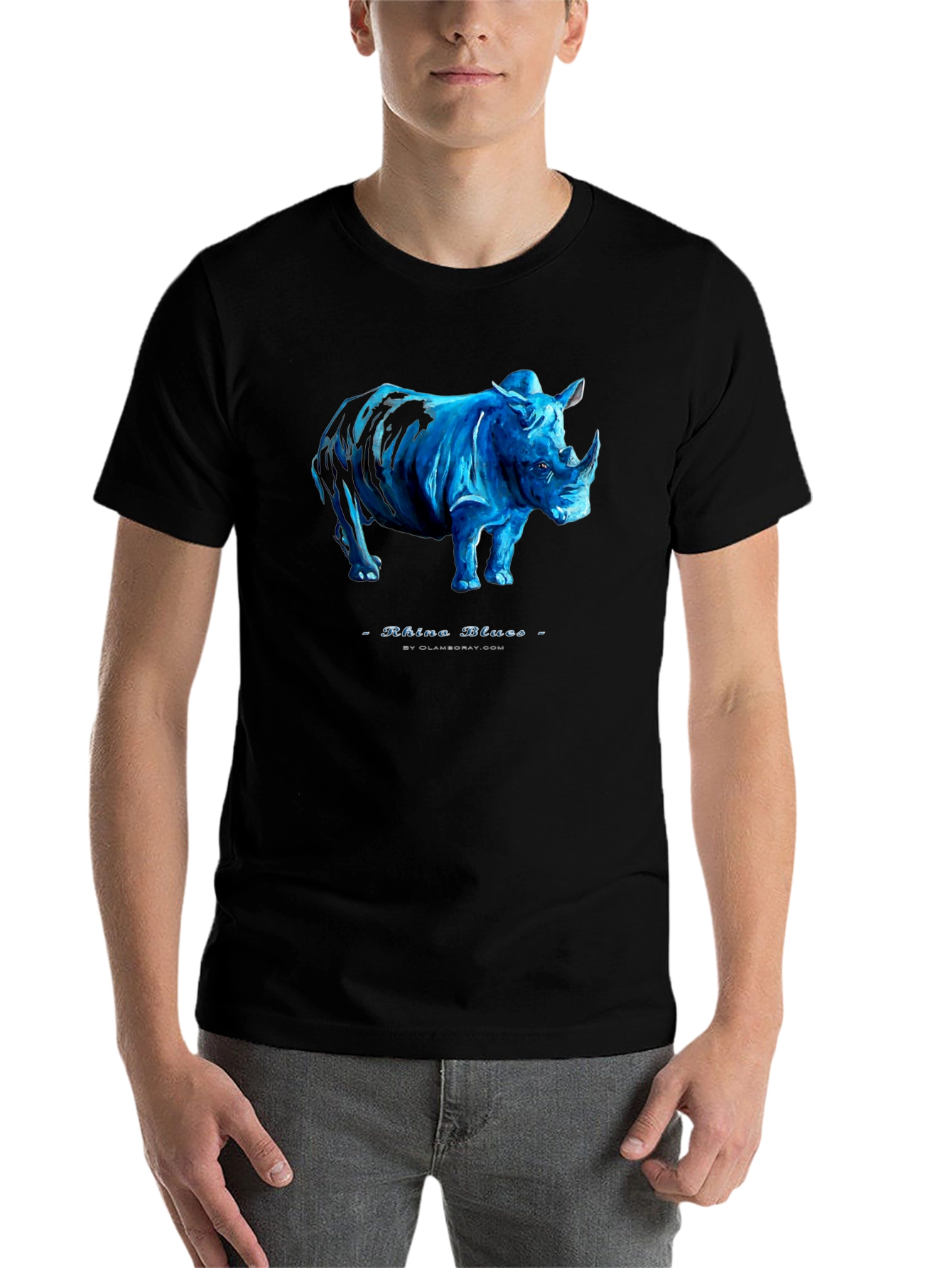 Black Rhino Blues Black T-Shirt - Unique Graphic Tee view 7