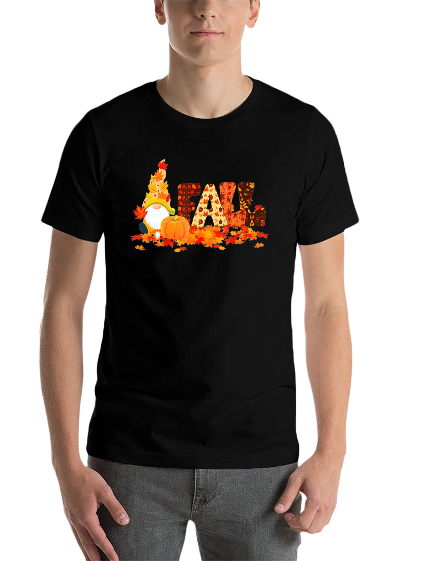 Black Fall Gnomes Graphic Tee - Autumn Harvest Shirt view 7