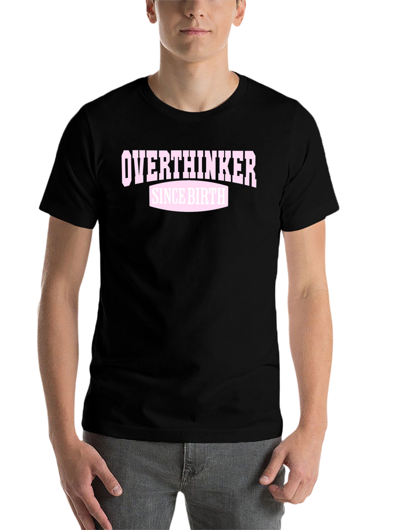Black Overthinker Since Birth Graphic T-Shirt view 7