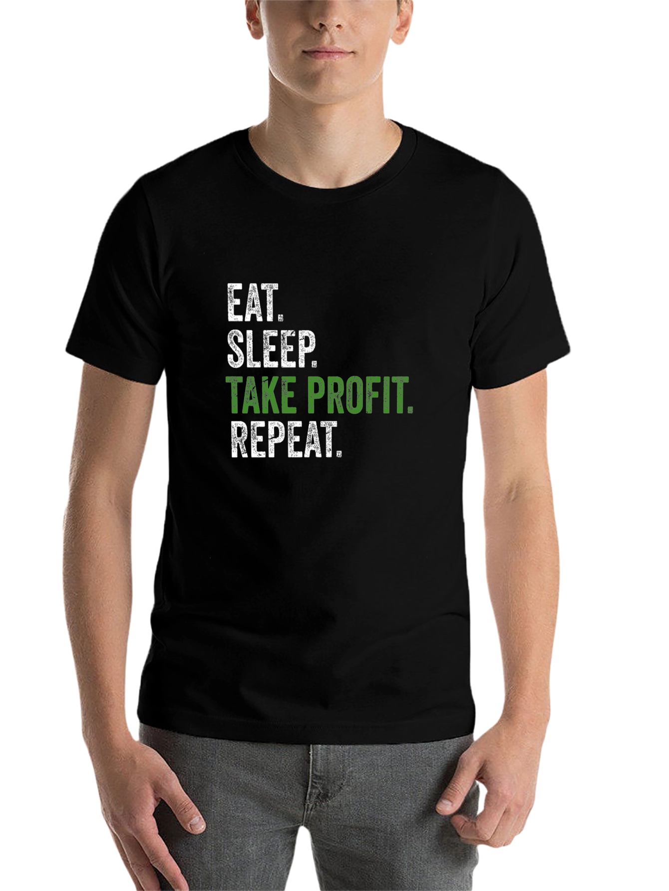 Black Eat Sleep Take Profit Repeat Black T-Shirt view 7
