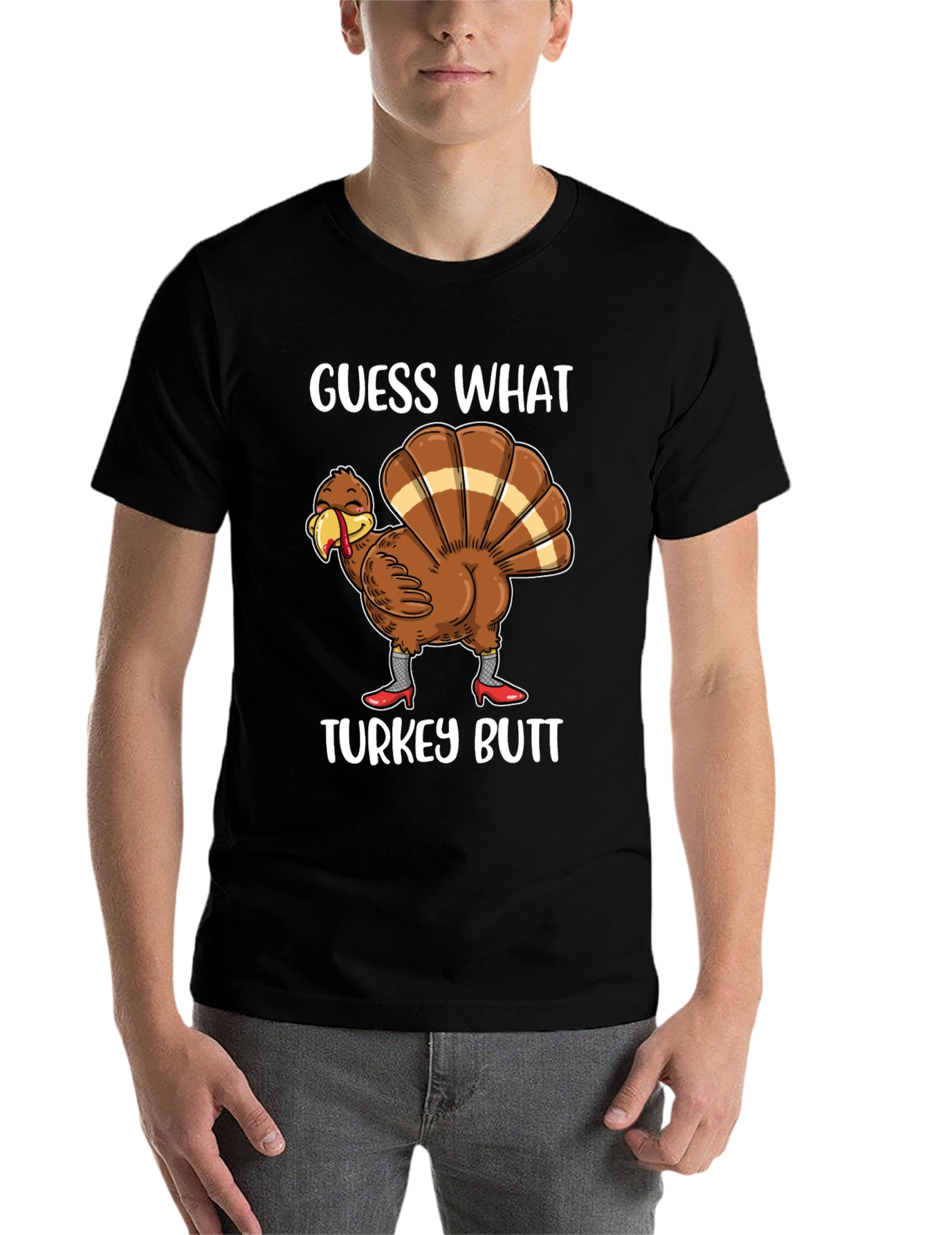 Black Guess What Turkey Butt Shirt view 7