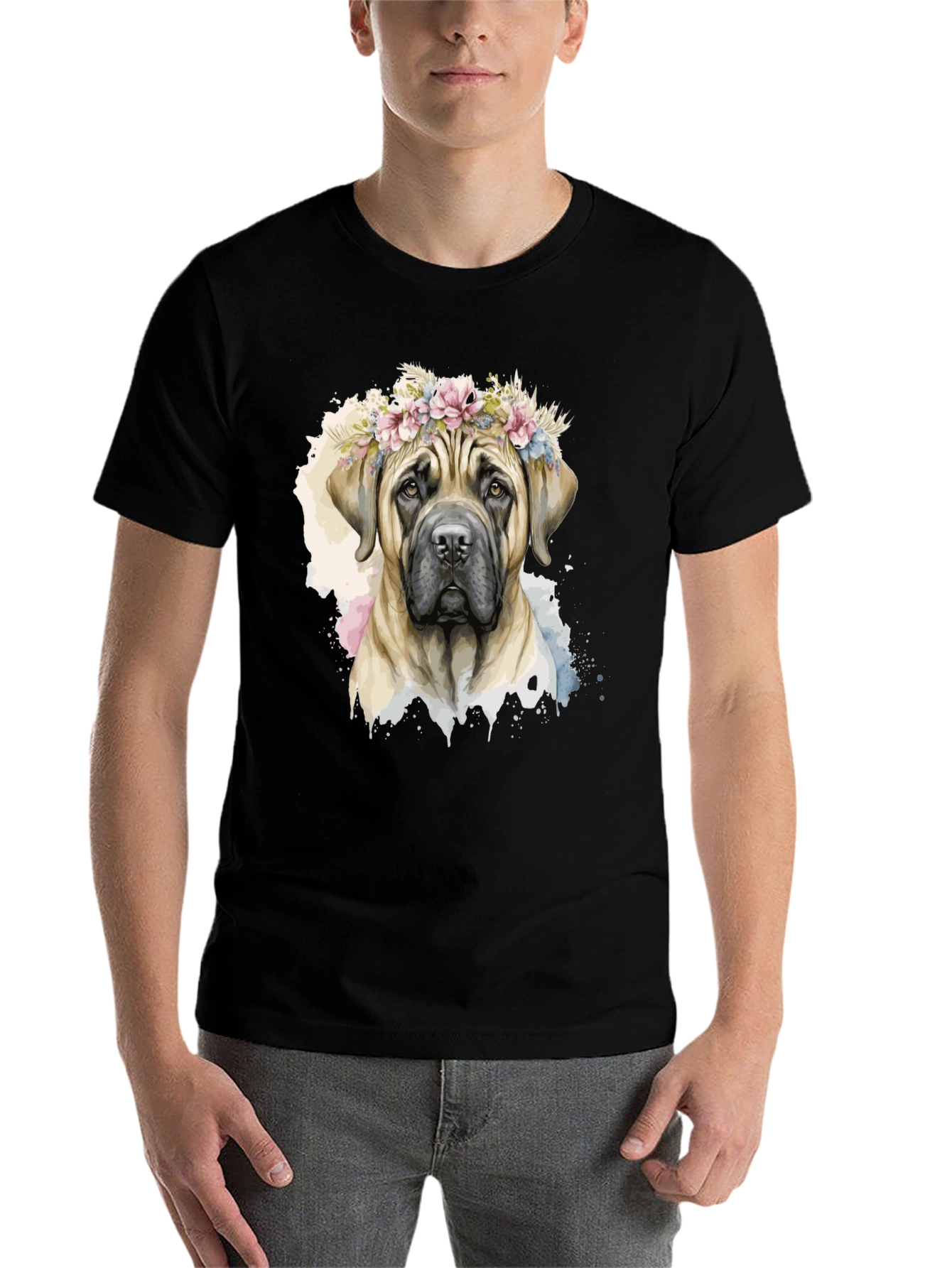 Black Dog with Flower Crown T-Shirt view 7