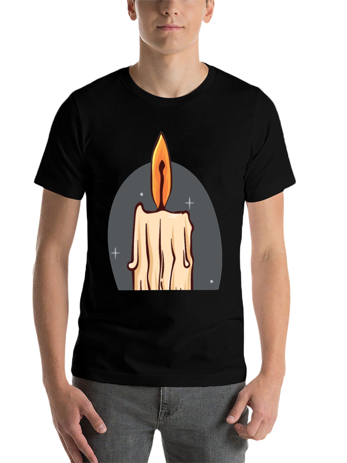 Black Candle Graphic Tee - Black Cotton Blend T-Shirt view 7
