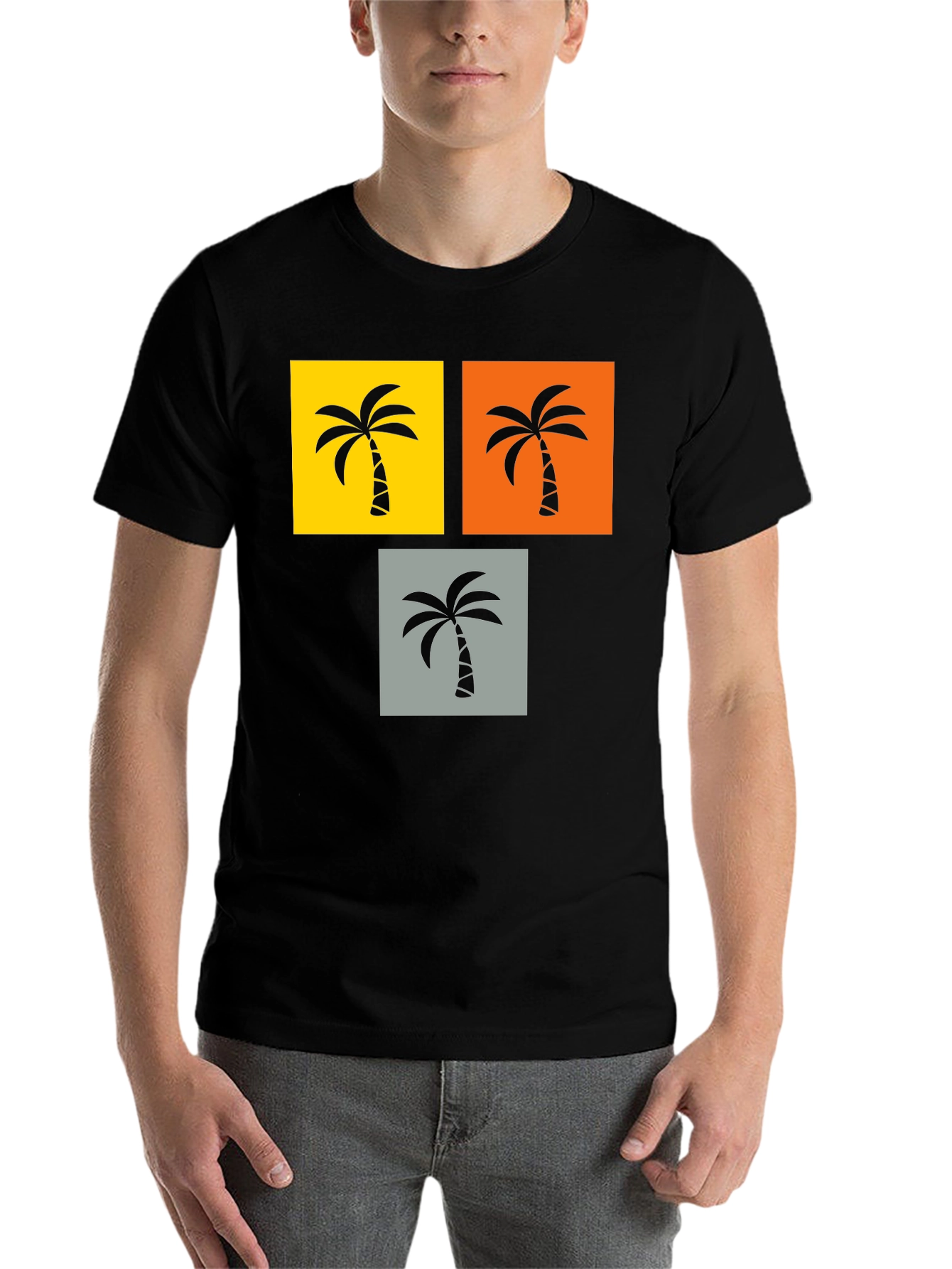 Black Tropical Palm Tree Graphic Tee - Black view 7