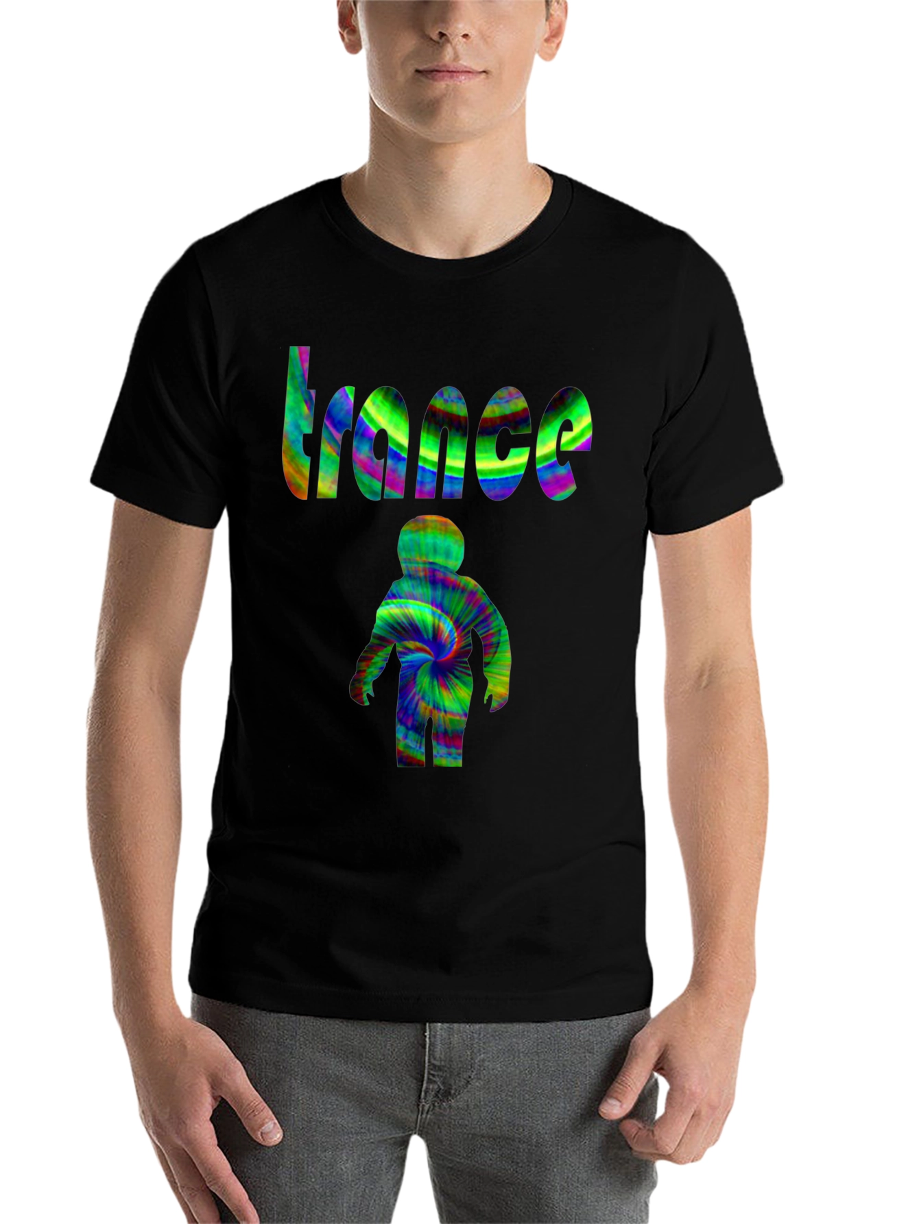 Black Trance Psychedelic Tie-Dye Graphic Tee view 7