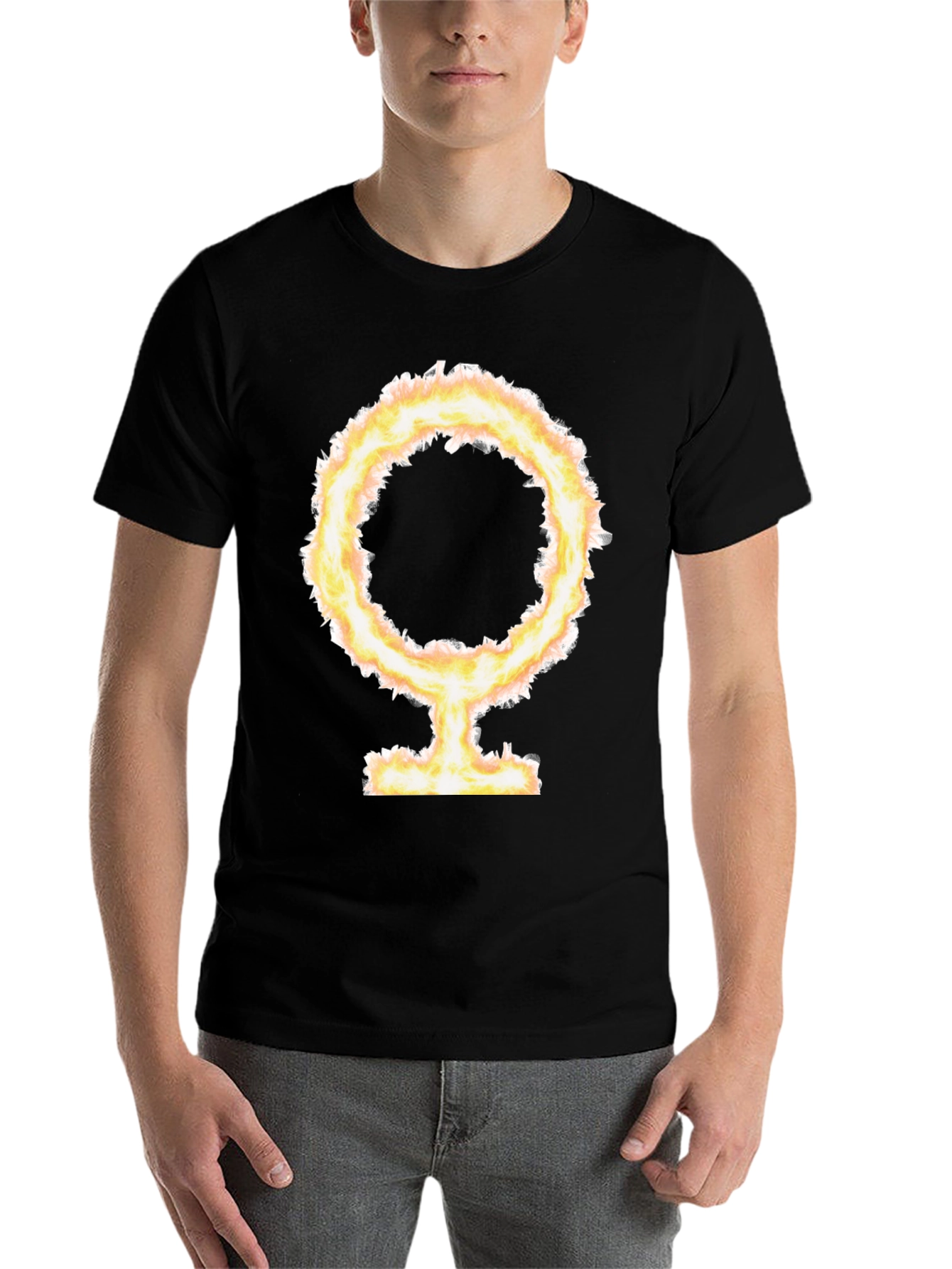 Black Fiery Female Symbol Black T-Shirt view 7