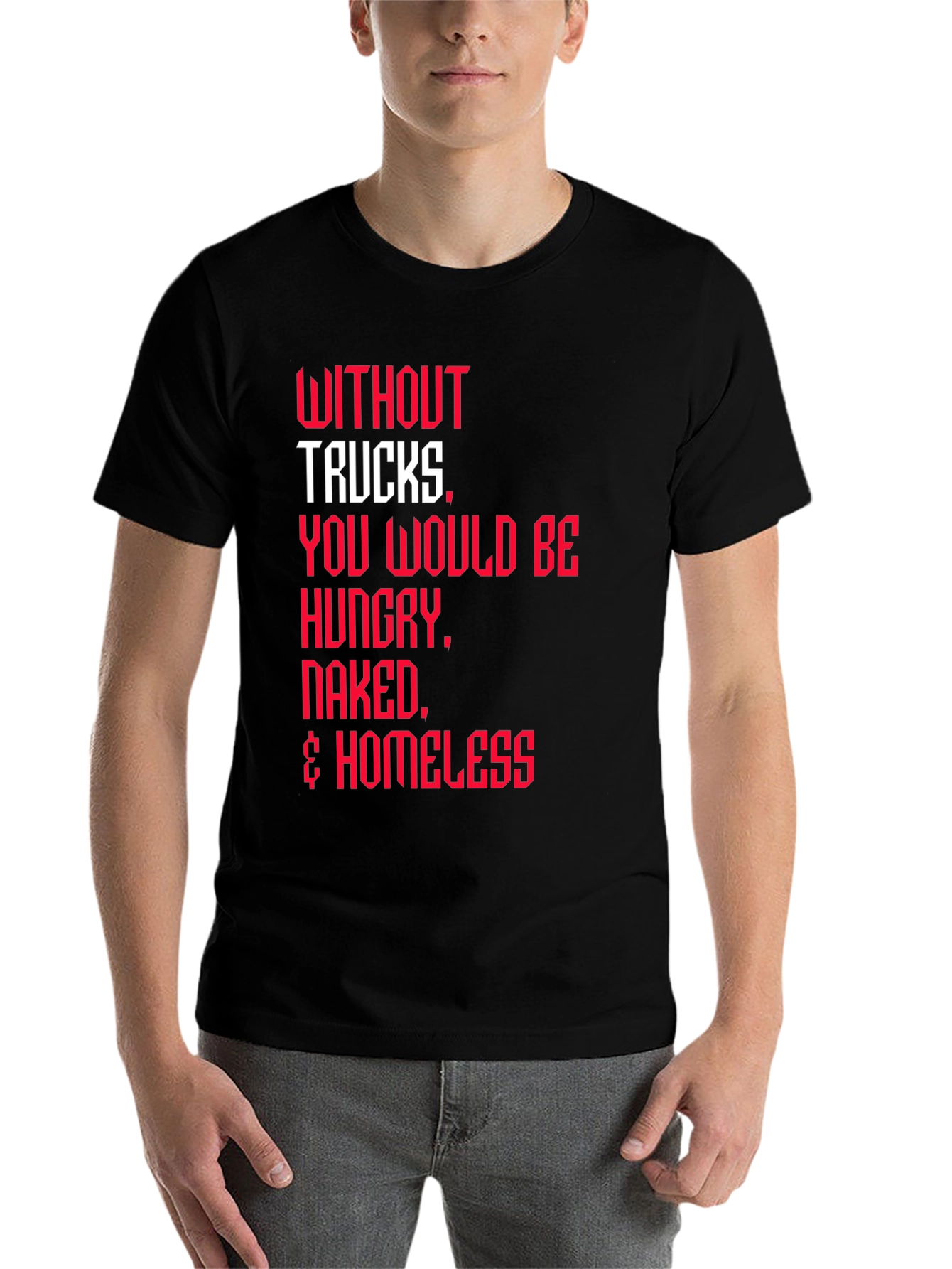 Black Trucker Appreciation T-Shirt -  Without Trucks Graphic Tee view 7