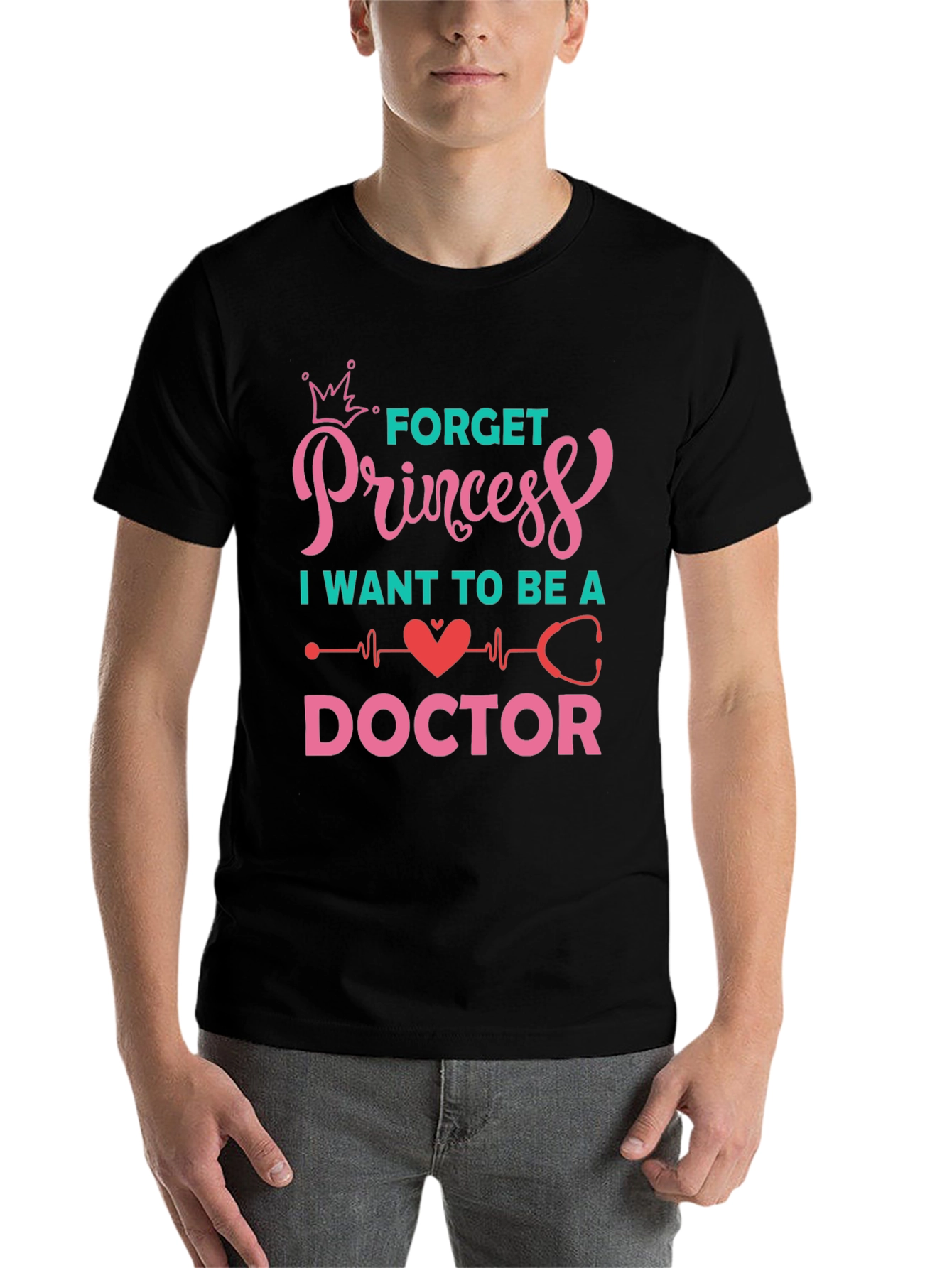 Black Forget Princess Be a Doctor Graphic Tee view 7