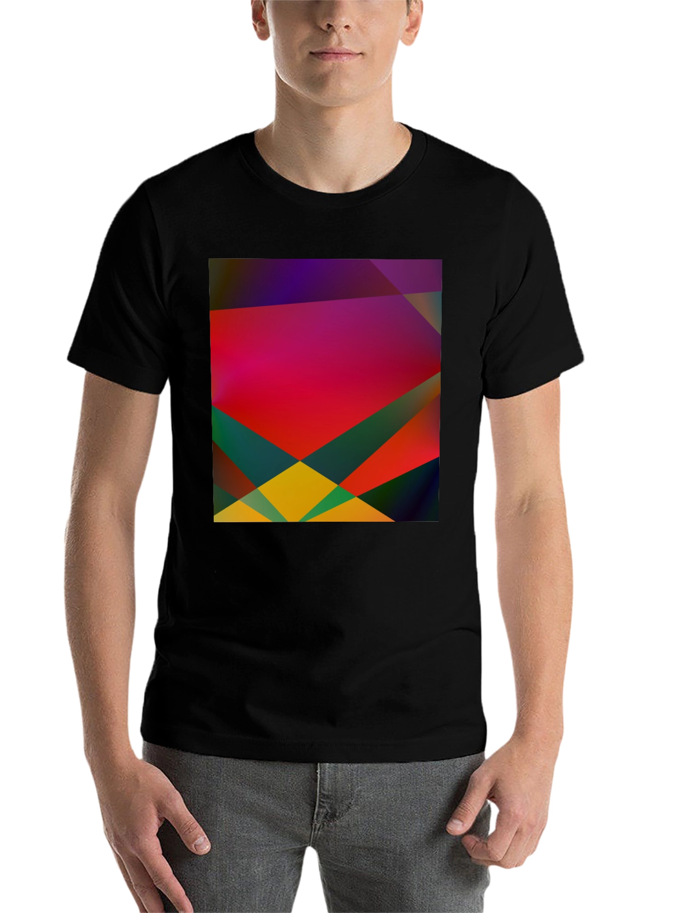 Black Geometric Abstract Art Black T-Shirt view 7