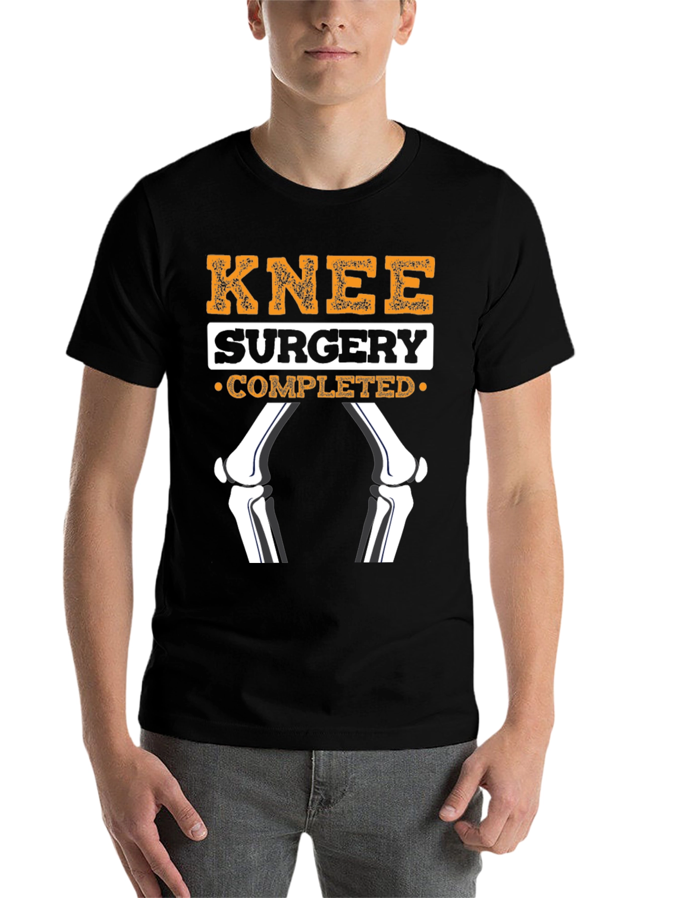 Black Knee Surgery Completed Funny T-Shirt view 7