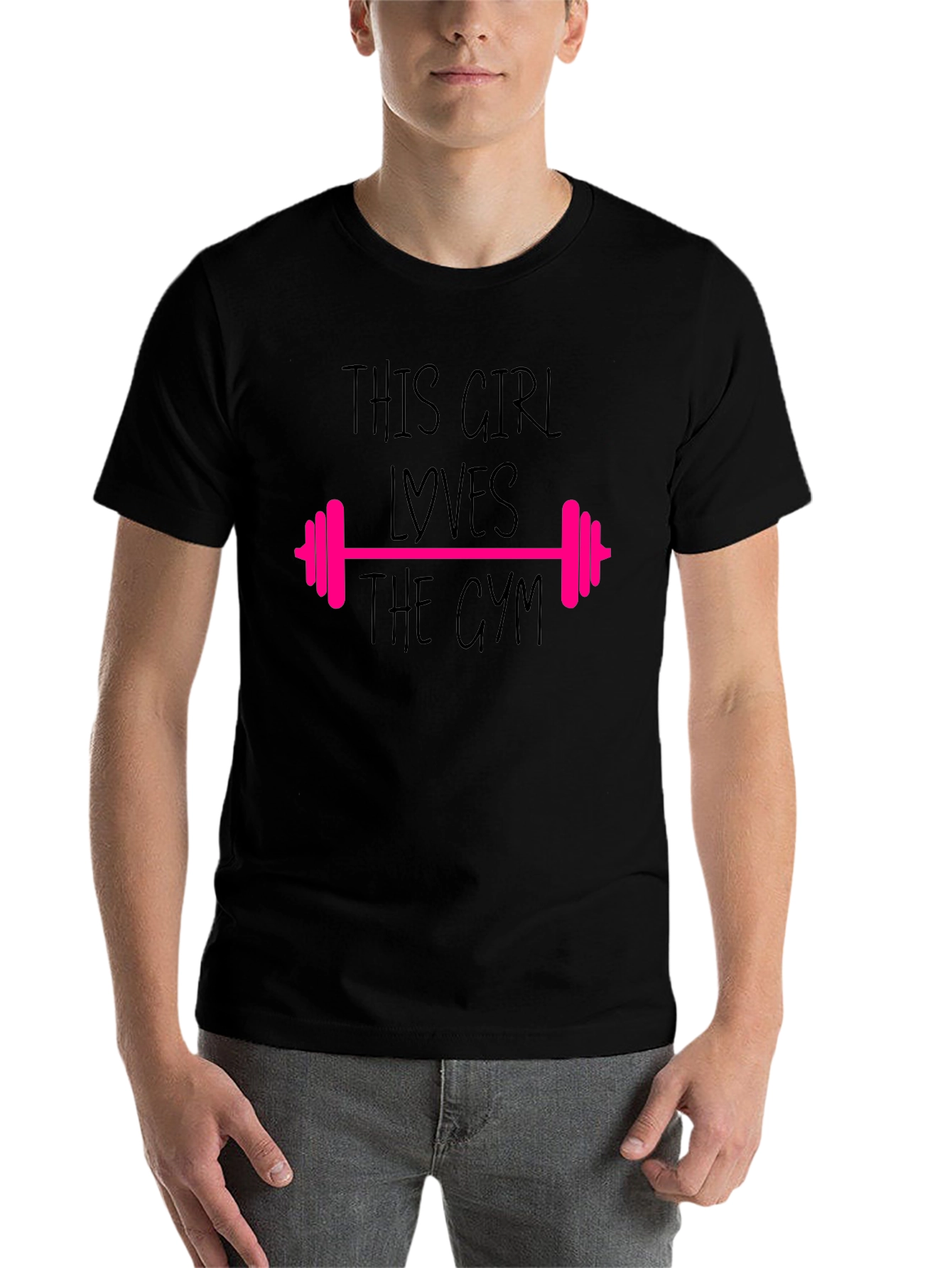 Black Gym Lover's T-Shirt - "This Girl Loves The Gym" view 7