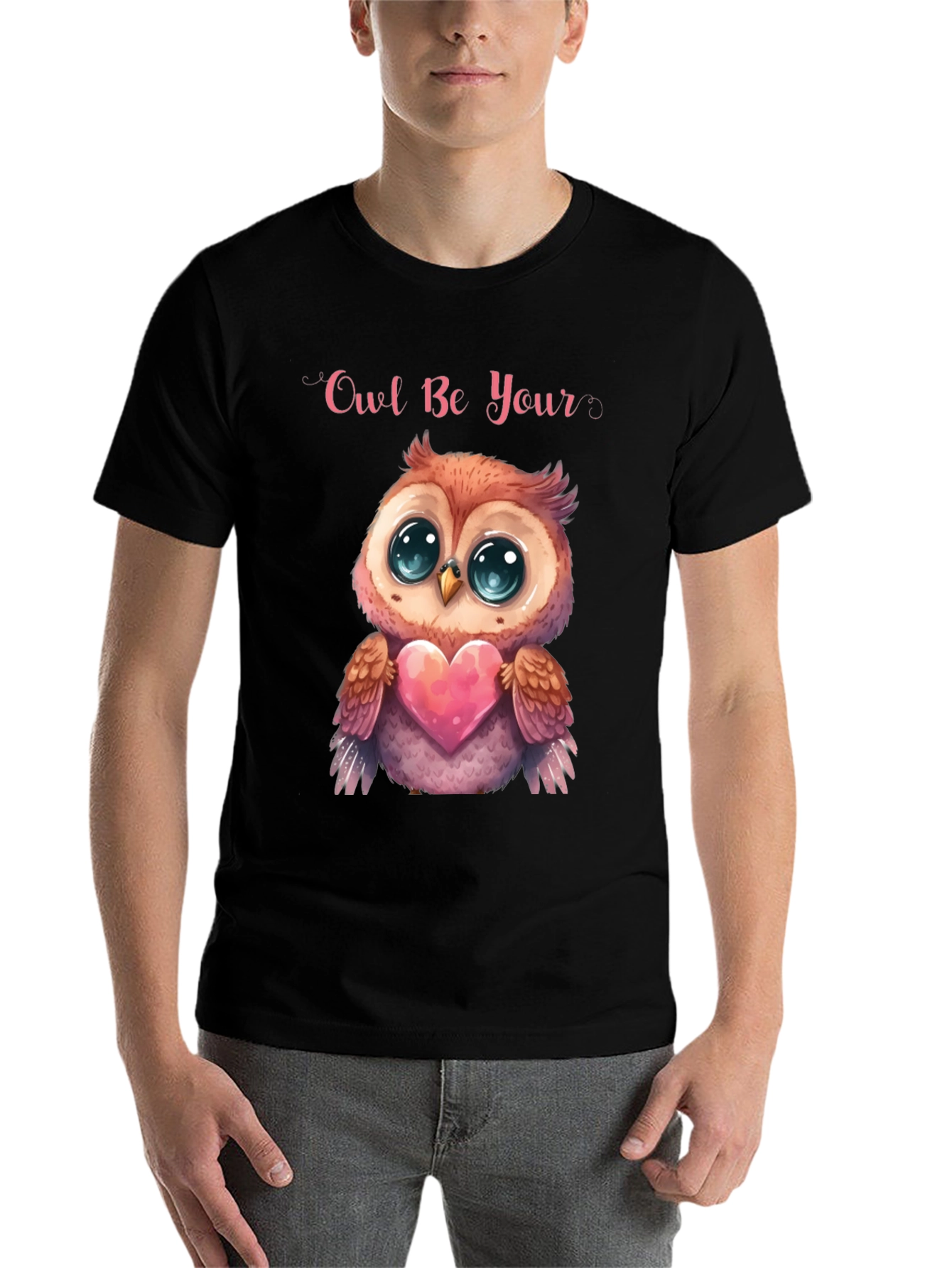 Black Owl Be Your Valentine Black T-Shirt view 7