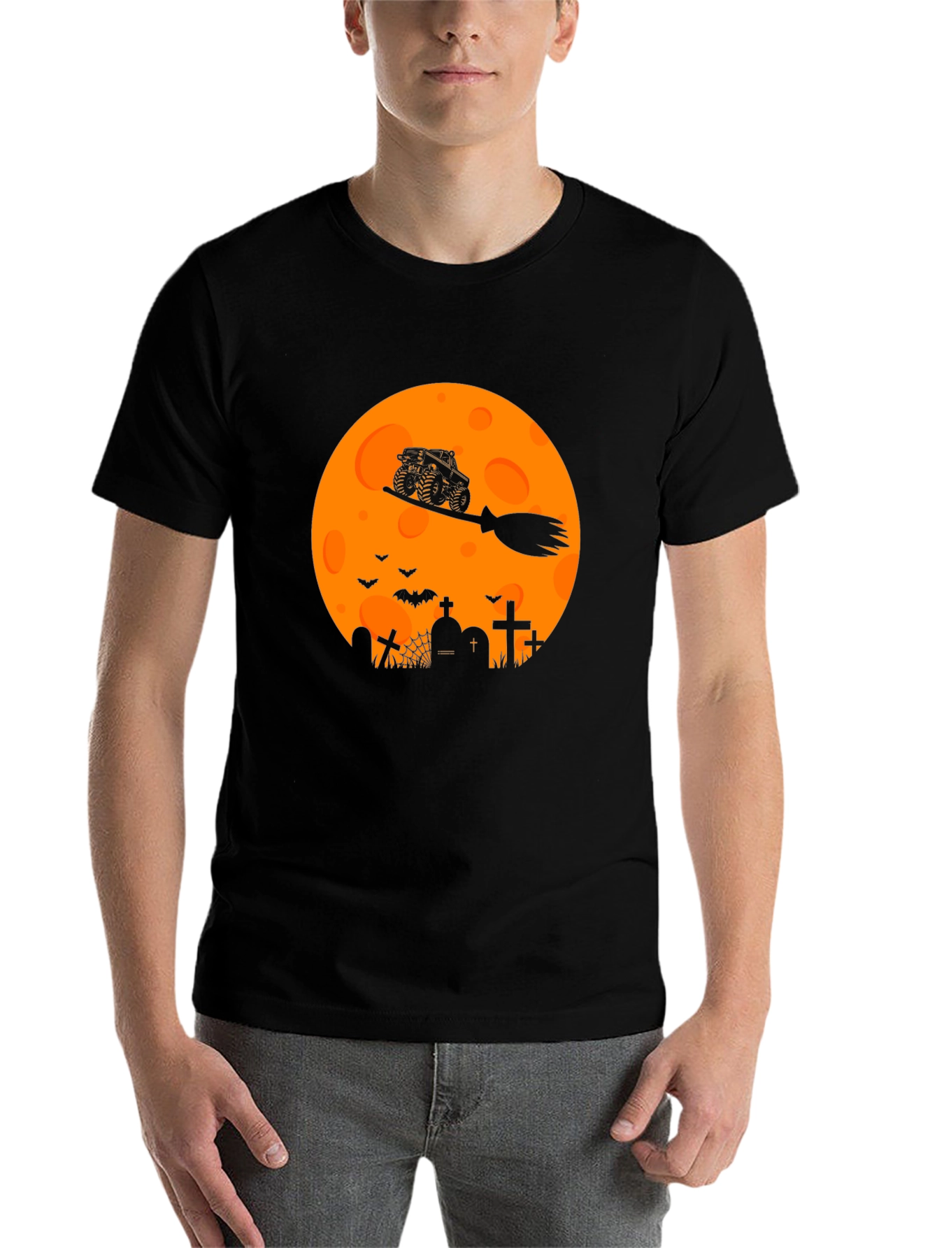 Black Halloween Monster Truck T-Shirt view 7