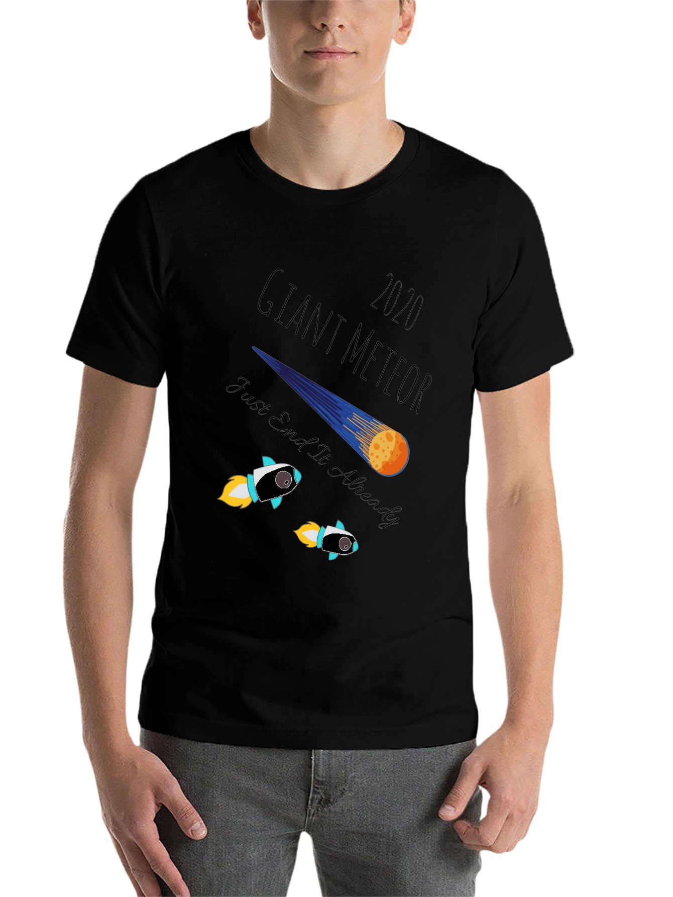 Black Giant Meteor 2020 T-Shirt: Humorous End of Times Tee view 7