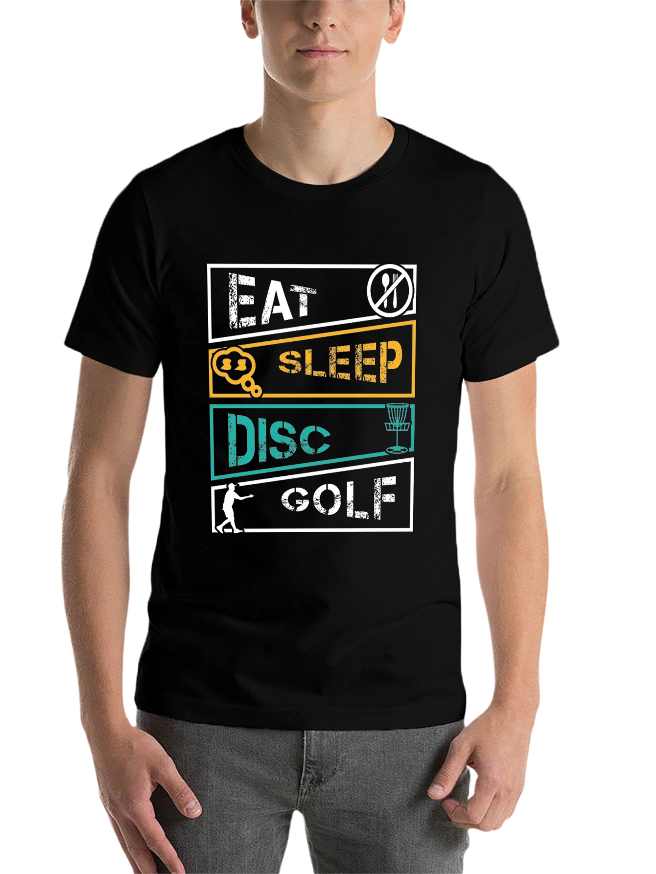 Black Eat Sleep Disc Golf T-Shirt view 7