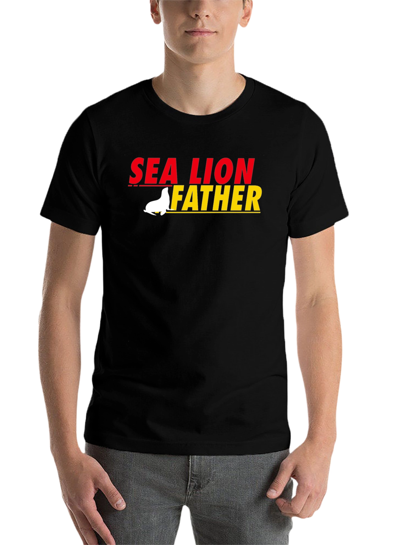 Black Sea Lion Father Graphic T-Shirt view 7