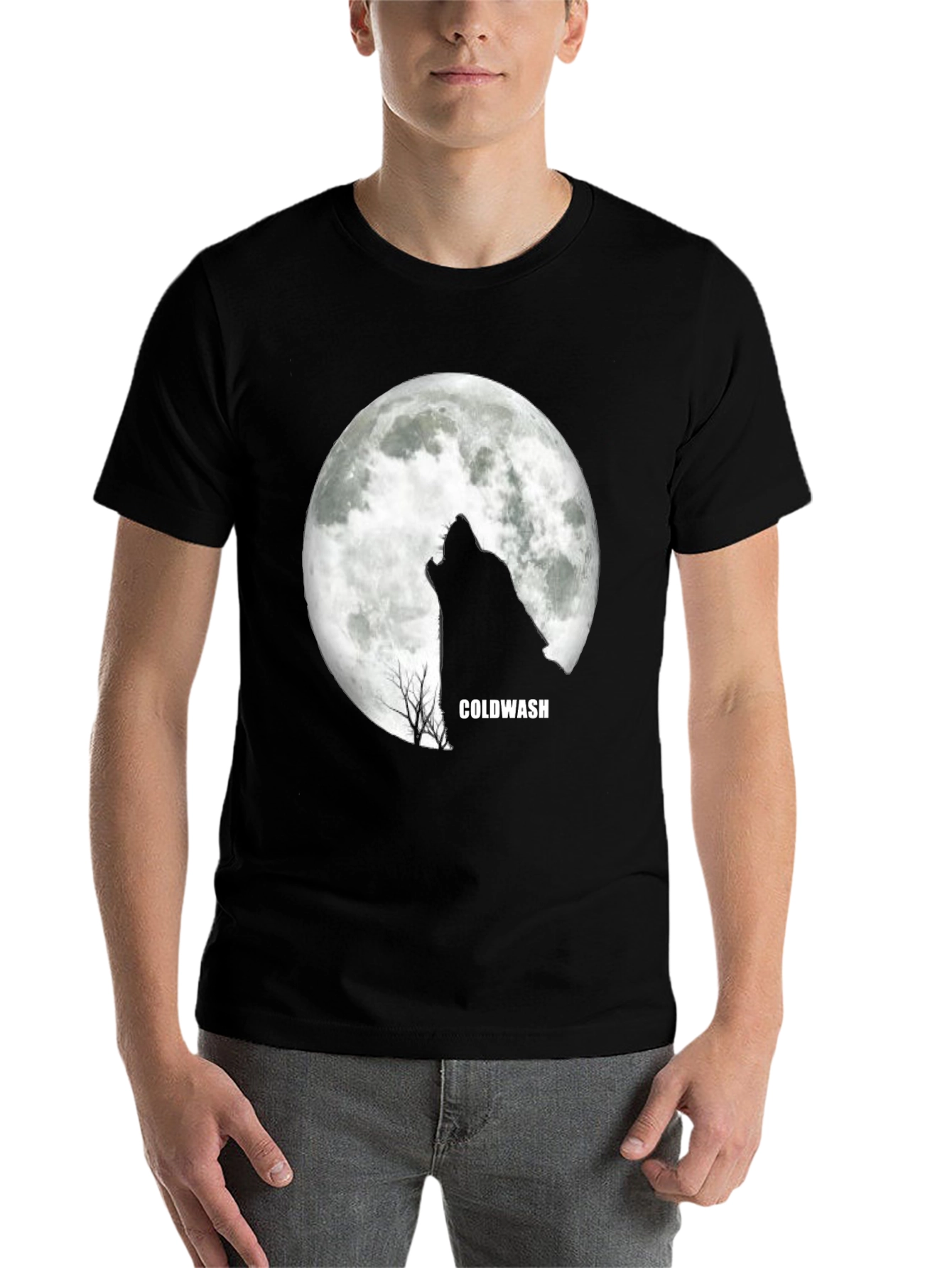 Black Wolf Howling Moon Black T-Shirt view 7