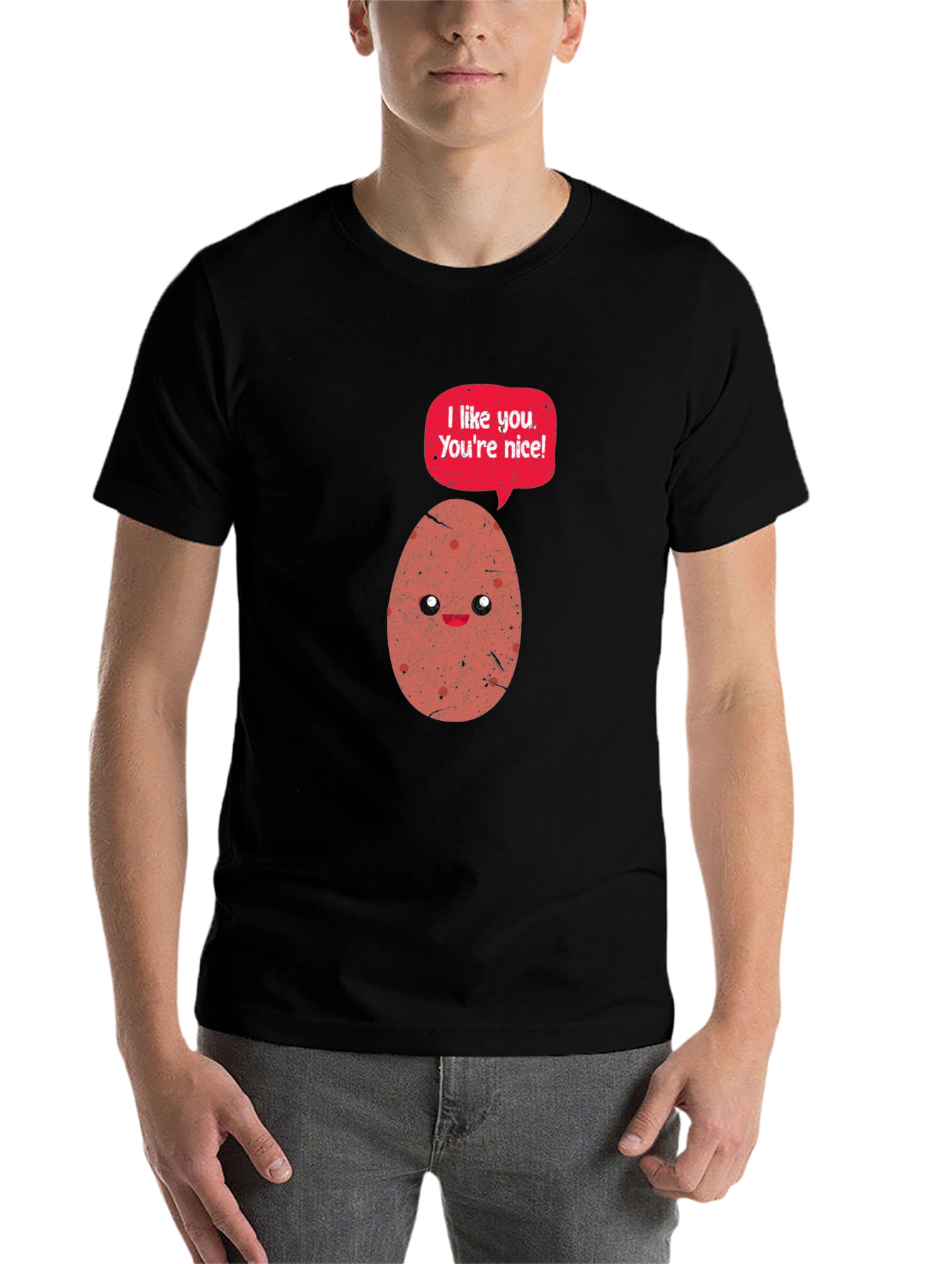 Black Funny Potato T-Shirt - I Like You, You're Nice! view 7