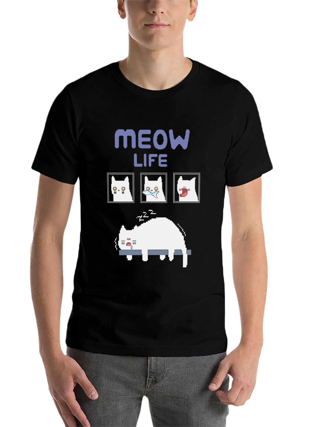 Meow Life T-Shirt, Cat Lover Tee - 7