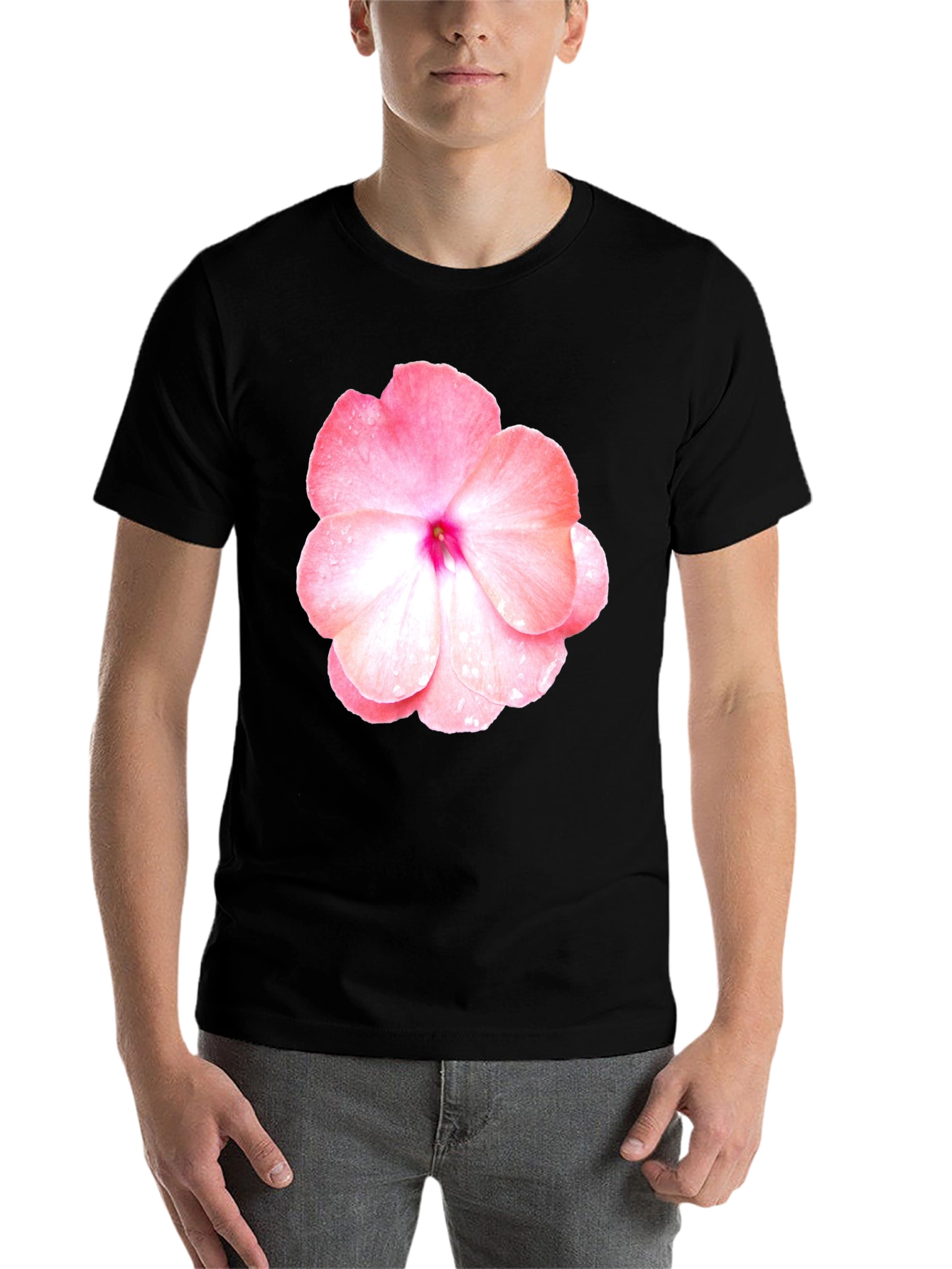 Black Floral Print Crew Neck T-Shirt view 7