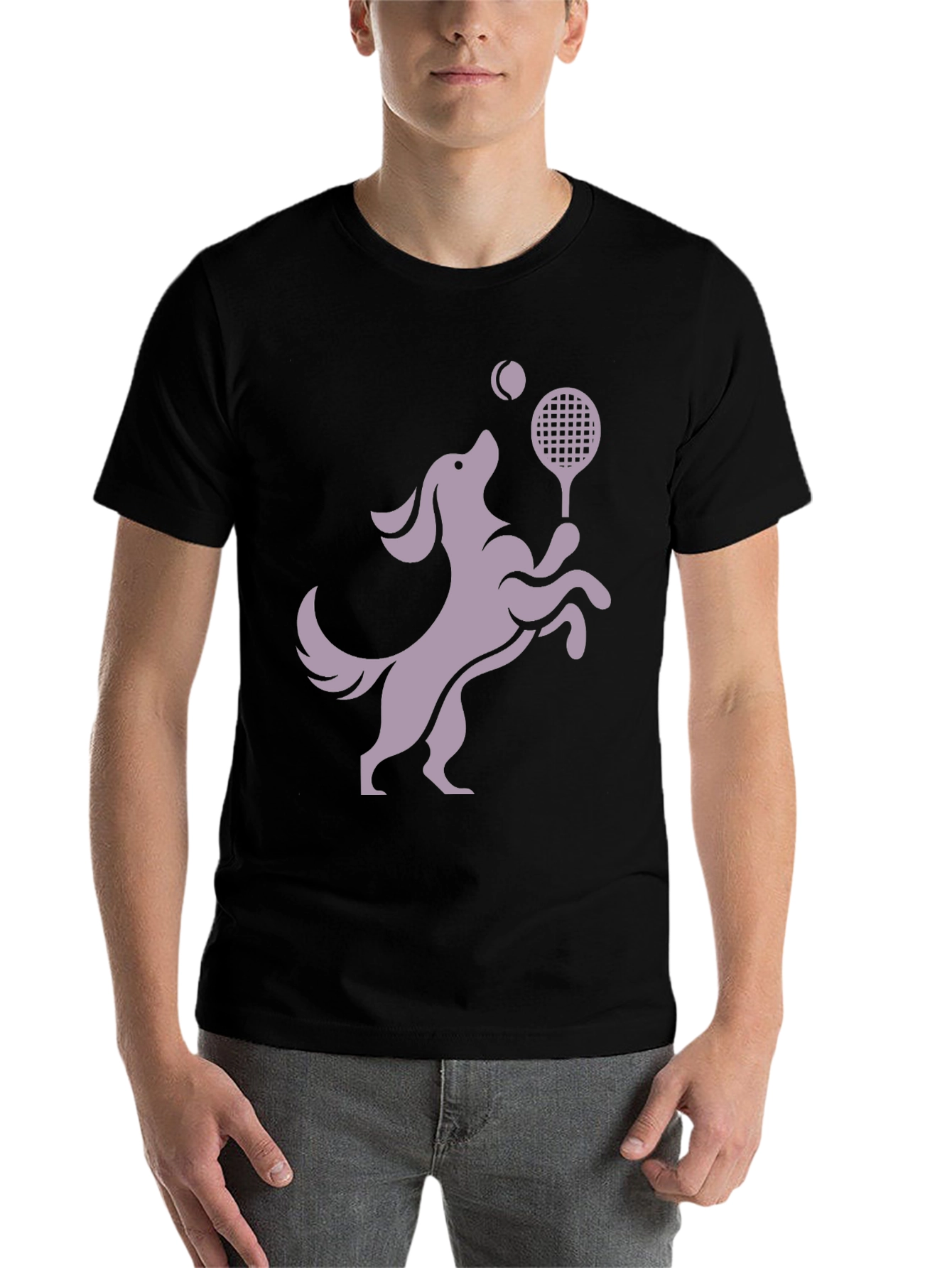 Black Dog Playing Tennis Black Graphic Tee view 7