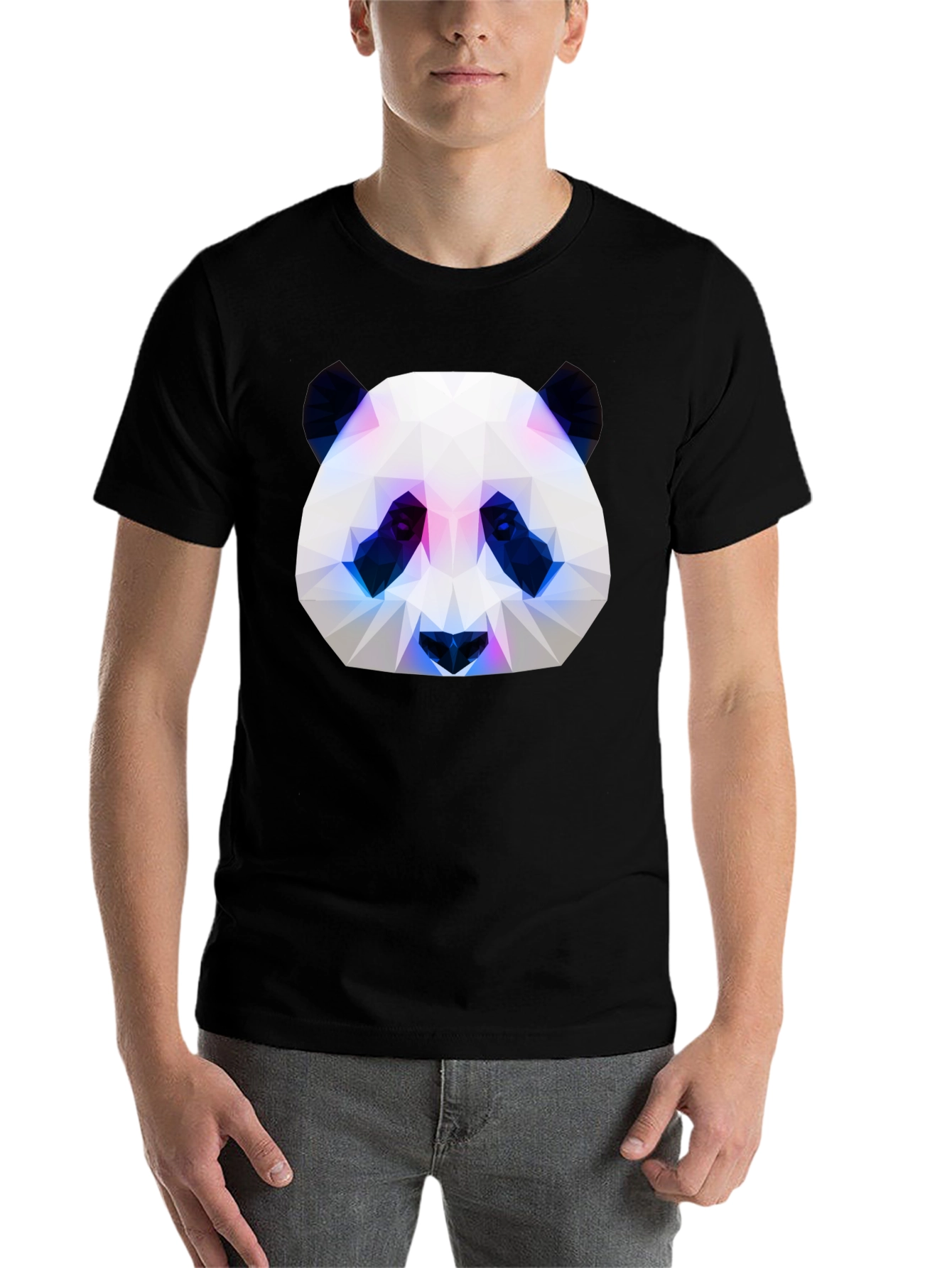 Black Geometric Panda Graphic Tee - Modern Style view 7