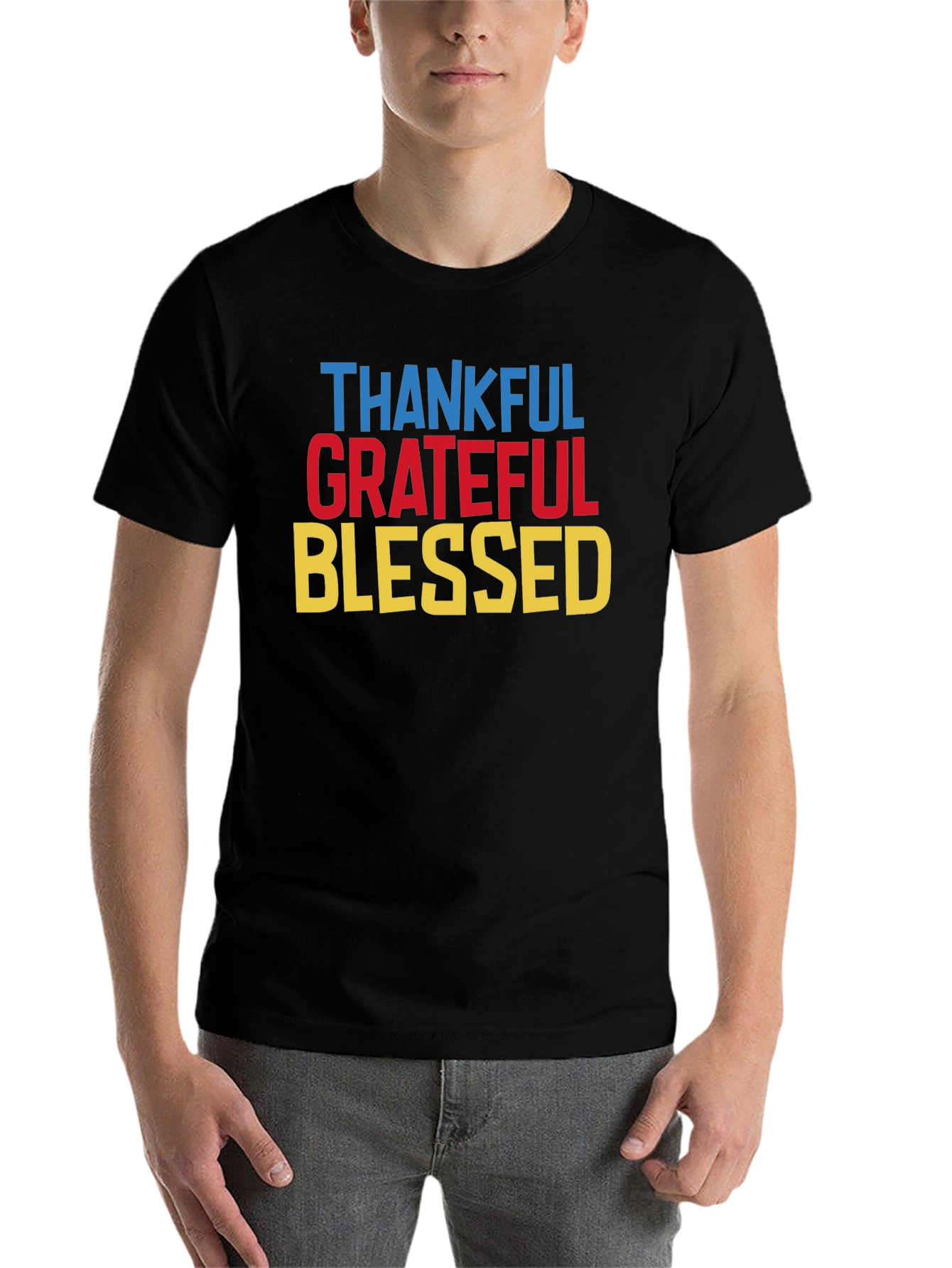 Black Thankful Grateful Blessed T-Shirt view 7