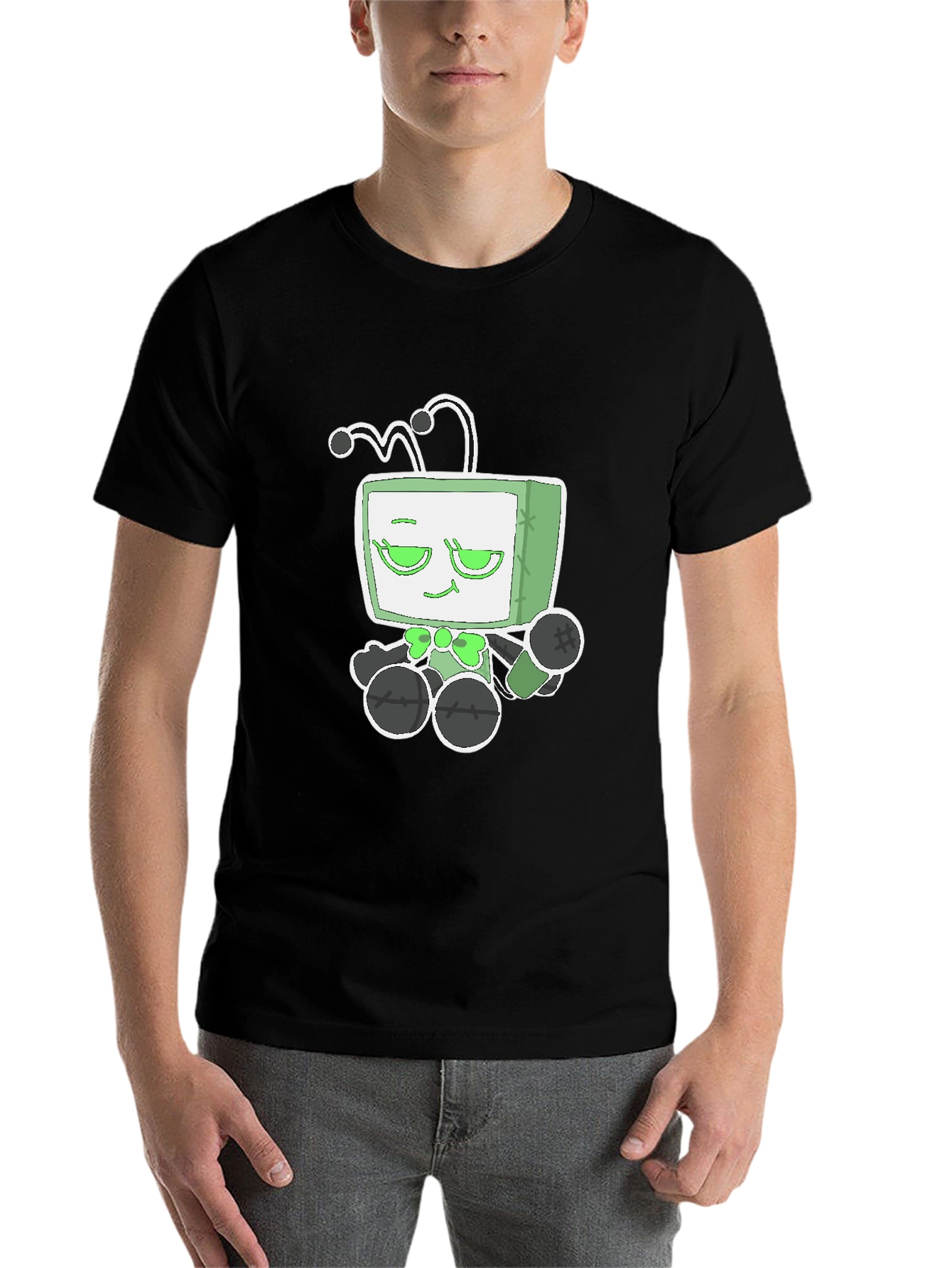 Black Funky Alien TV Head Graphic Tee - Black view 7