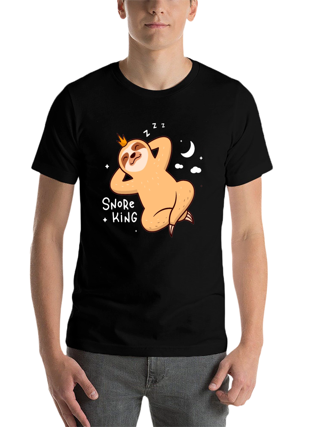 Black Snore King Sloth T-Shirt view 7