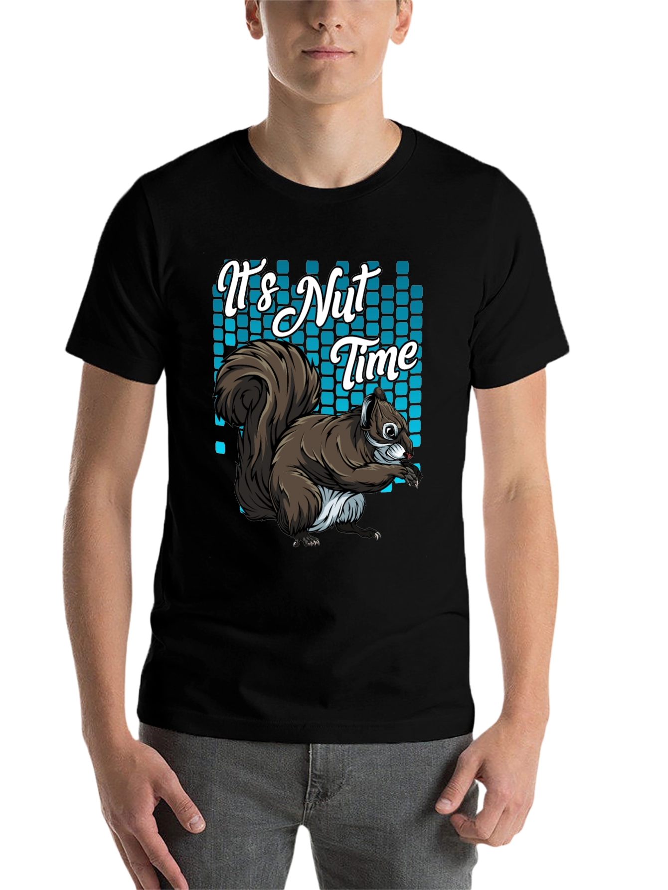 Black It's Nut Time Squirrel Graphic T-Shirt view 7