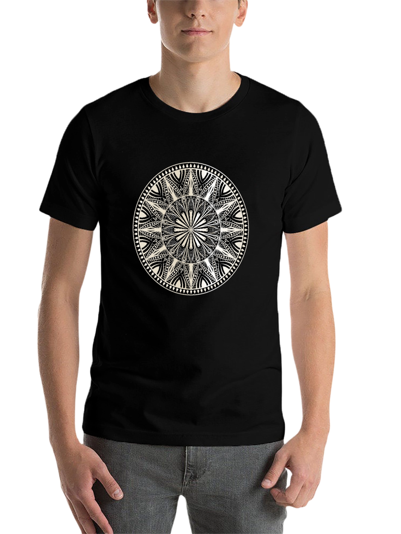 Black Mandala Graphic Print Black T-Shirt view 7