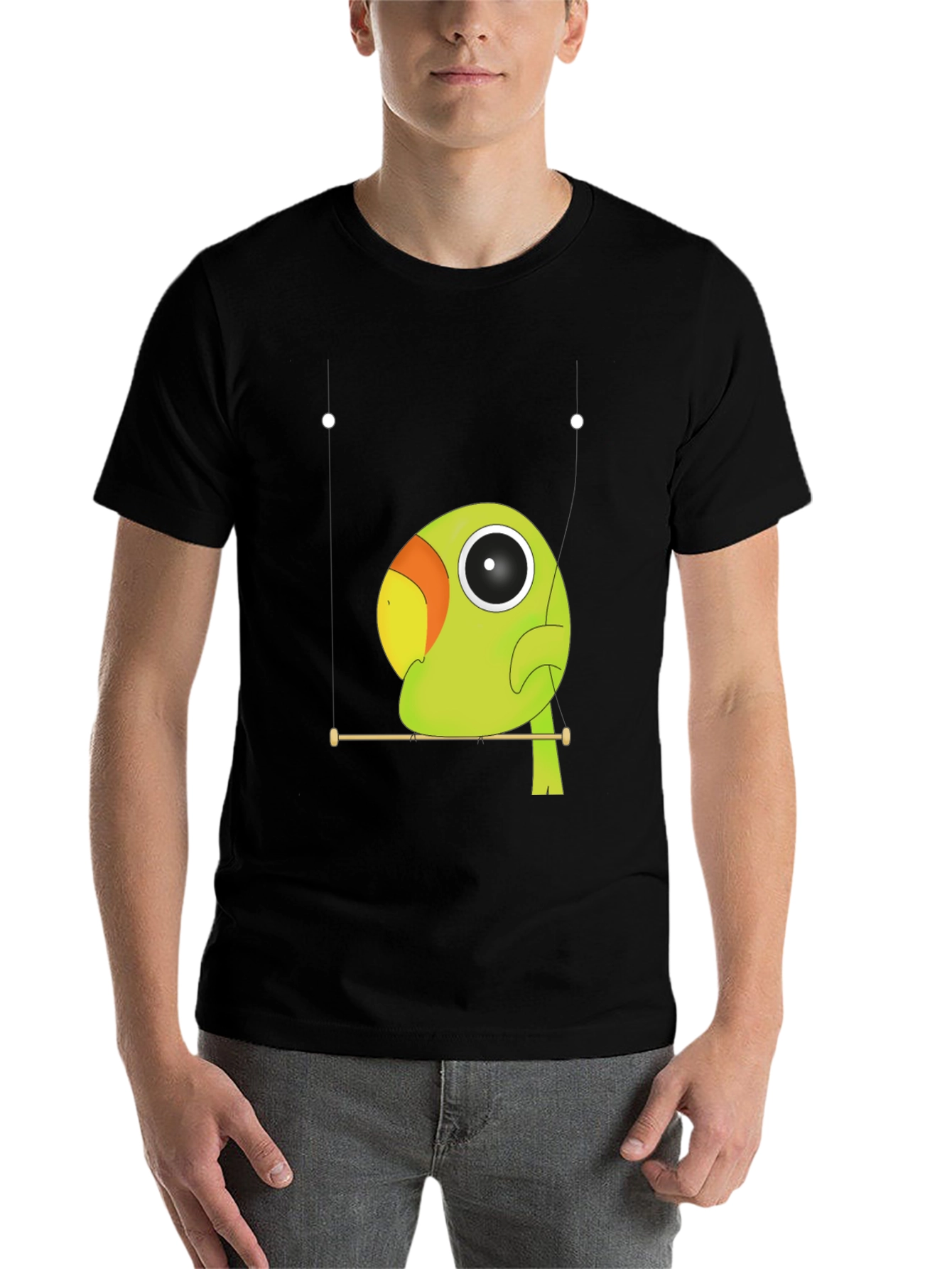 Black Parrot Perch Graphic Tee - Unique Bird Lover Shirt view 7