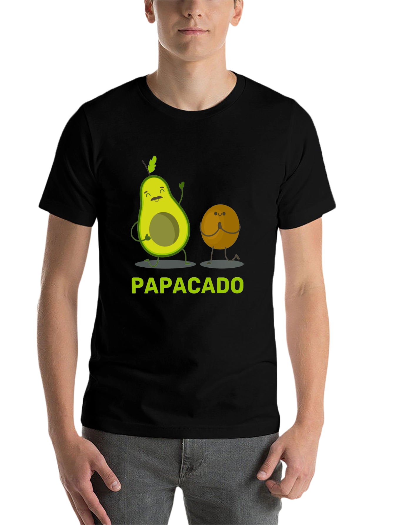 Black Papacado Funny Avocado Dad T-Shirt view 7