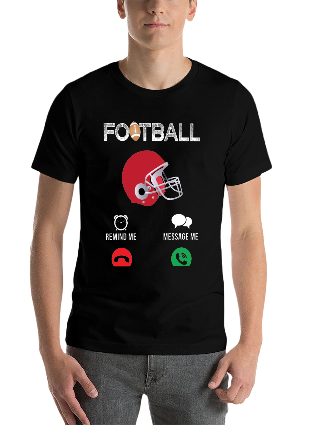 Black Football Calling T-Shirt view 7