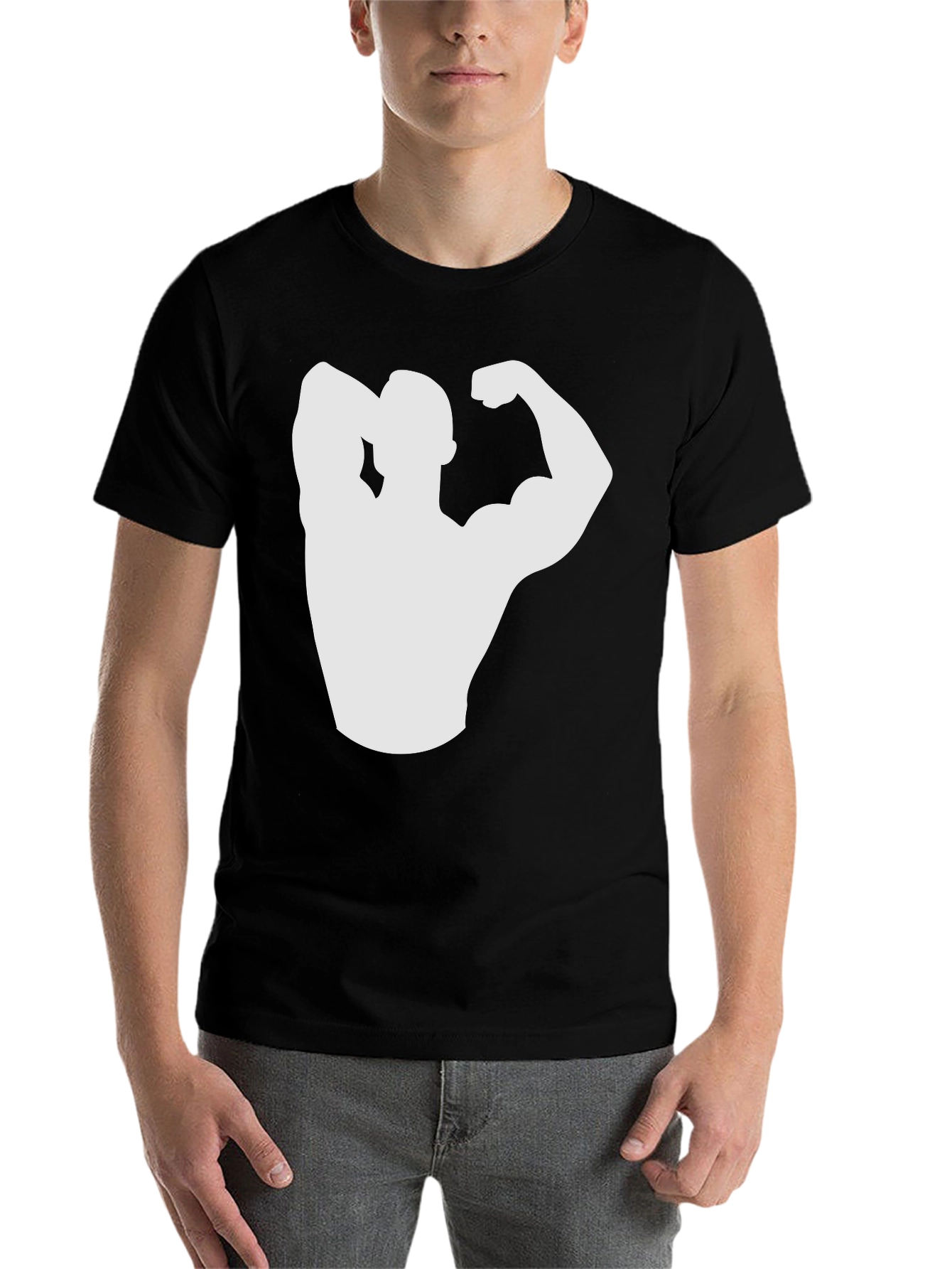 Black Muscle Man Silhouette Graphic Tee view 7