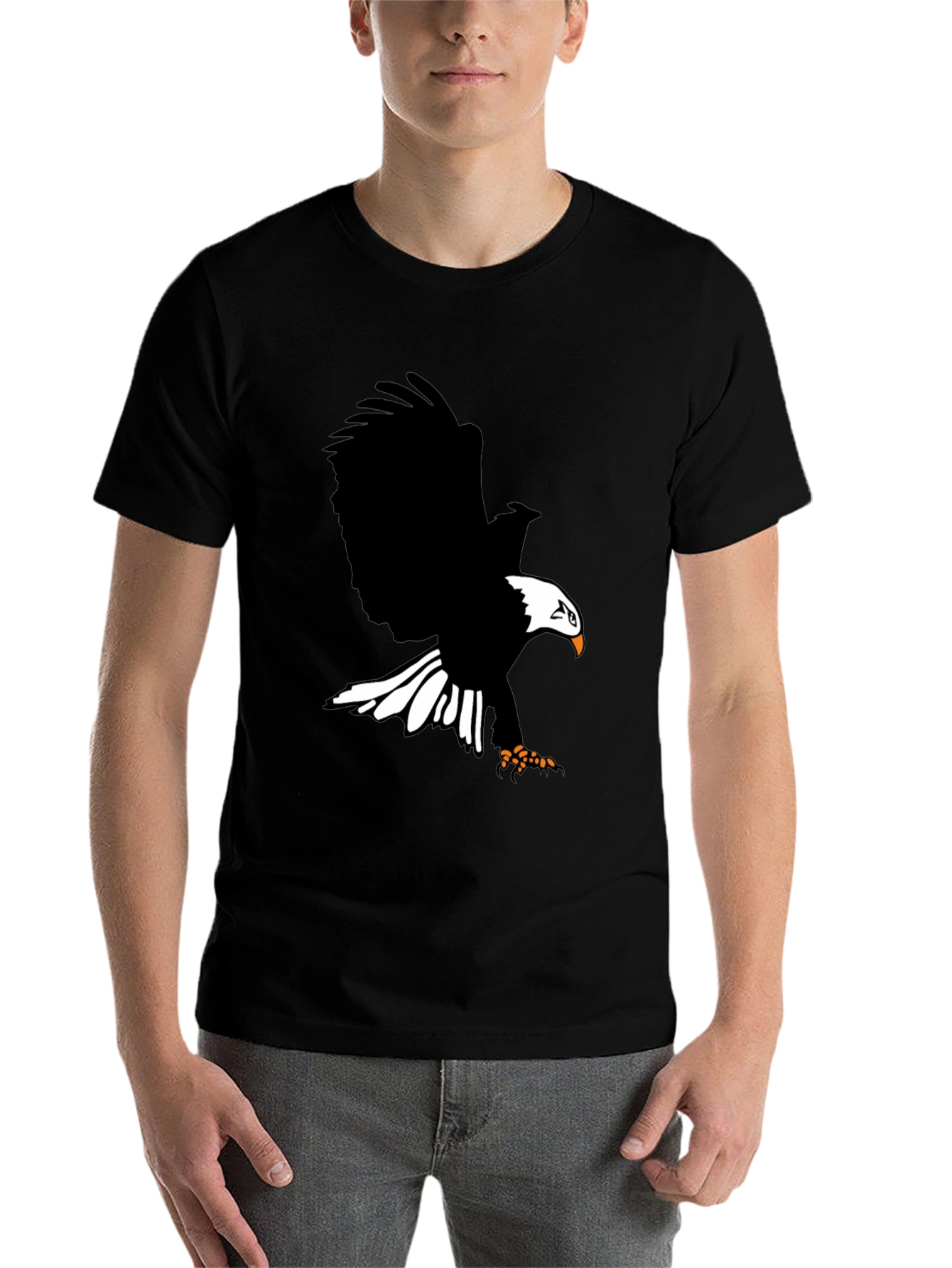 Black Eagle Graphic Print T-Shirt - Bold Black Tee view 7