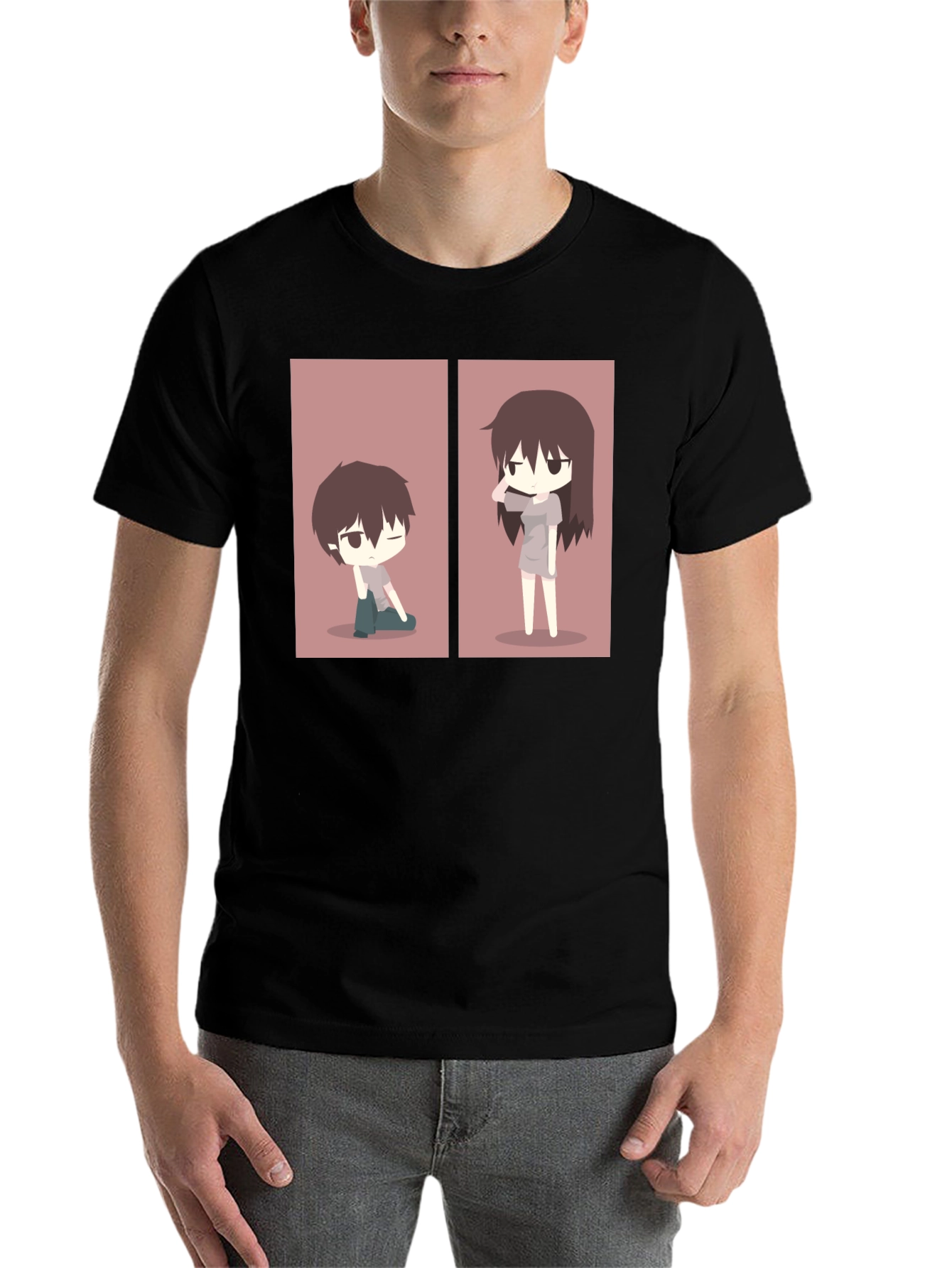 Black Anime Couple Matching T-Shirt - Black view 7